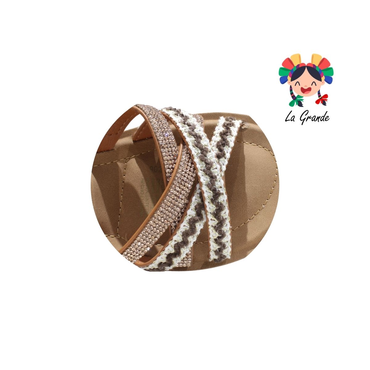 9022 VI LINE Café Sint Sandalia con Brillos para Dama