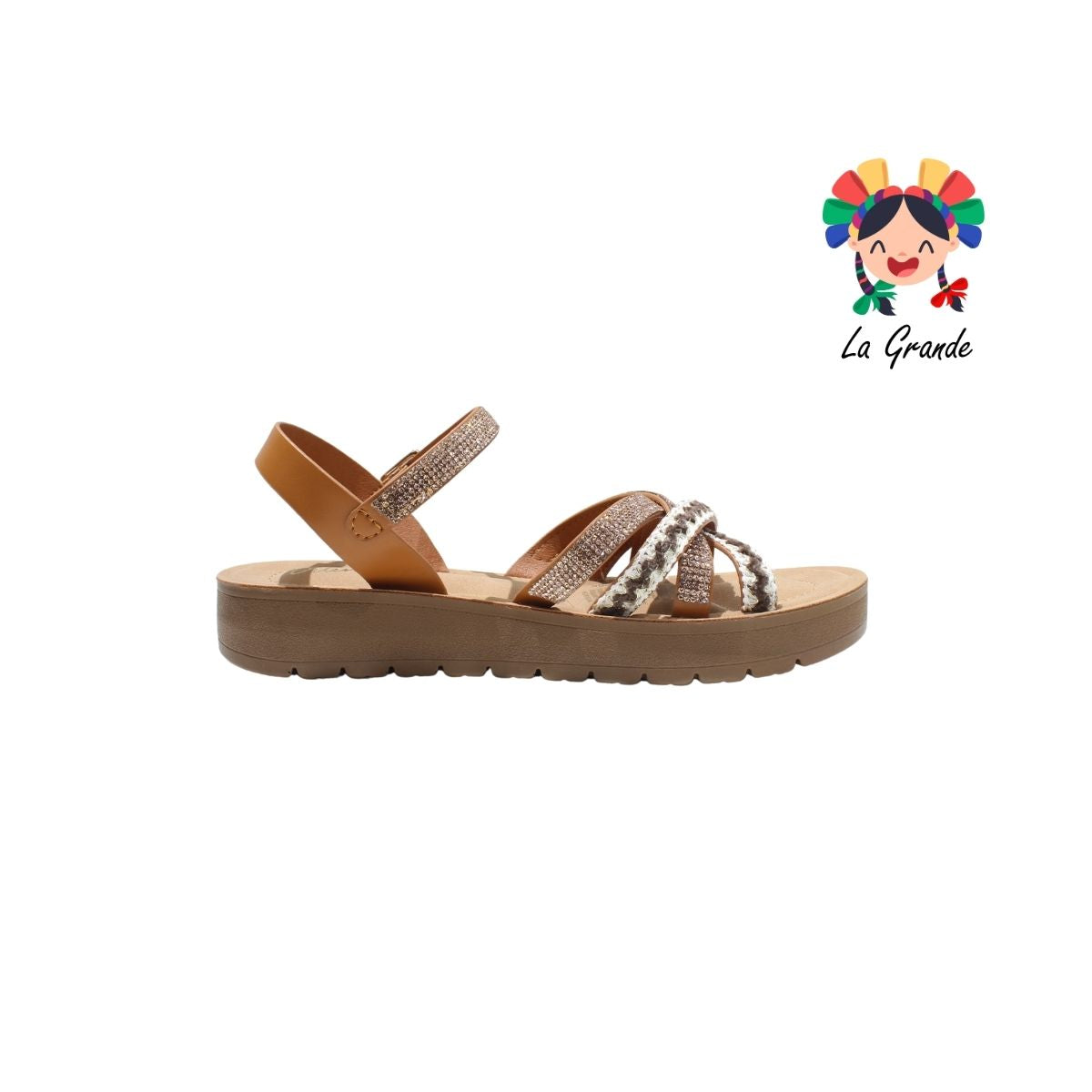 9022 VI LINE Café Sint Sandalia con Brillos para Dama