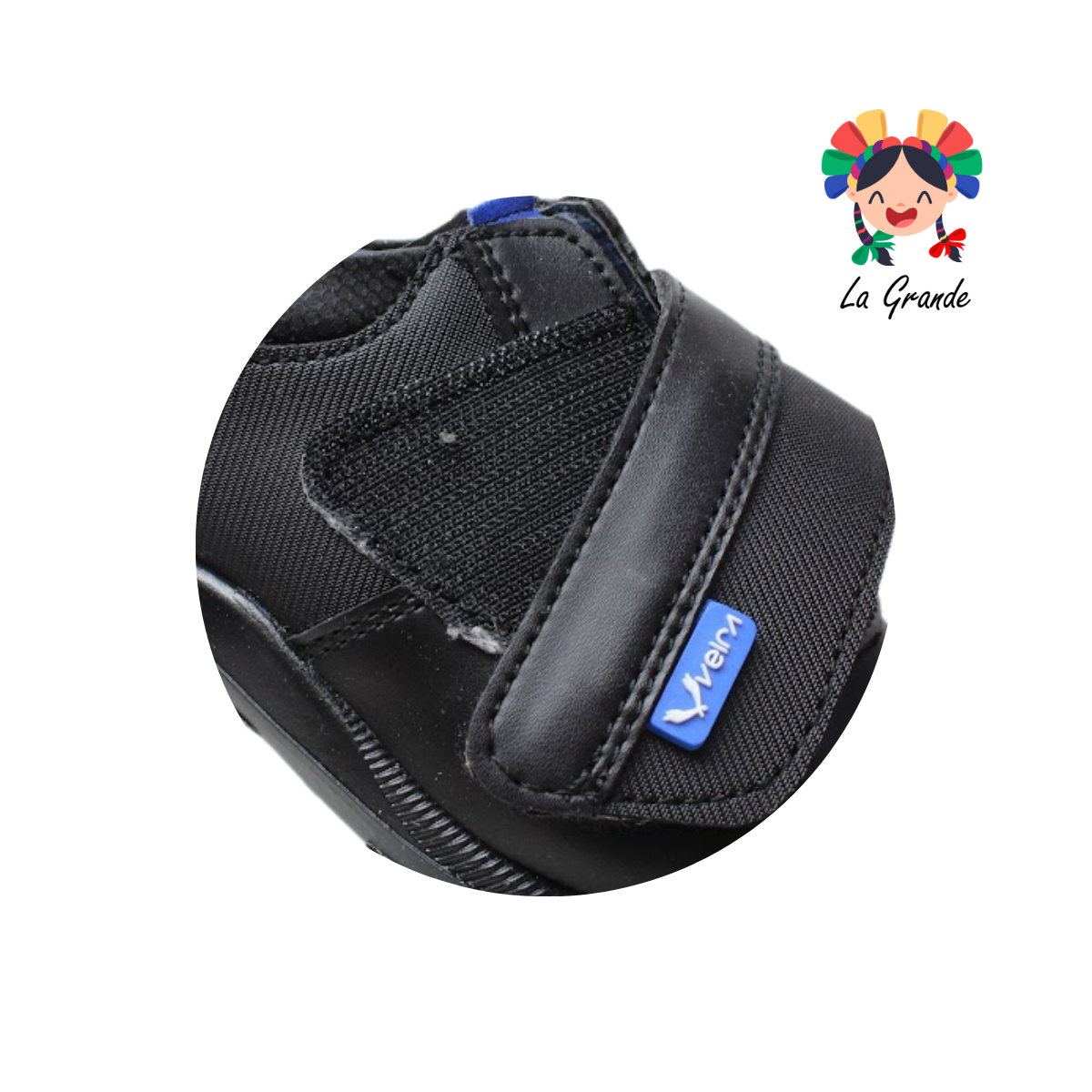 903 VELRA Negro Azul Zapato Escolar para Niño