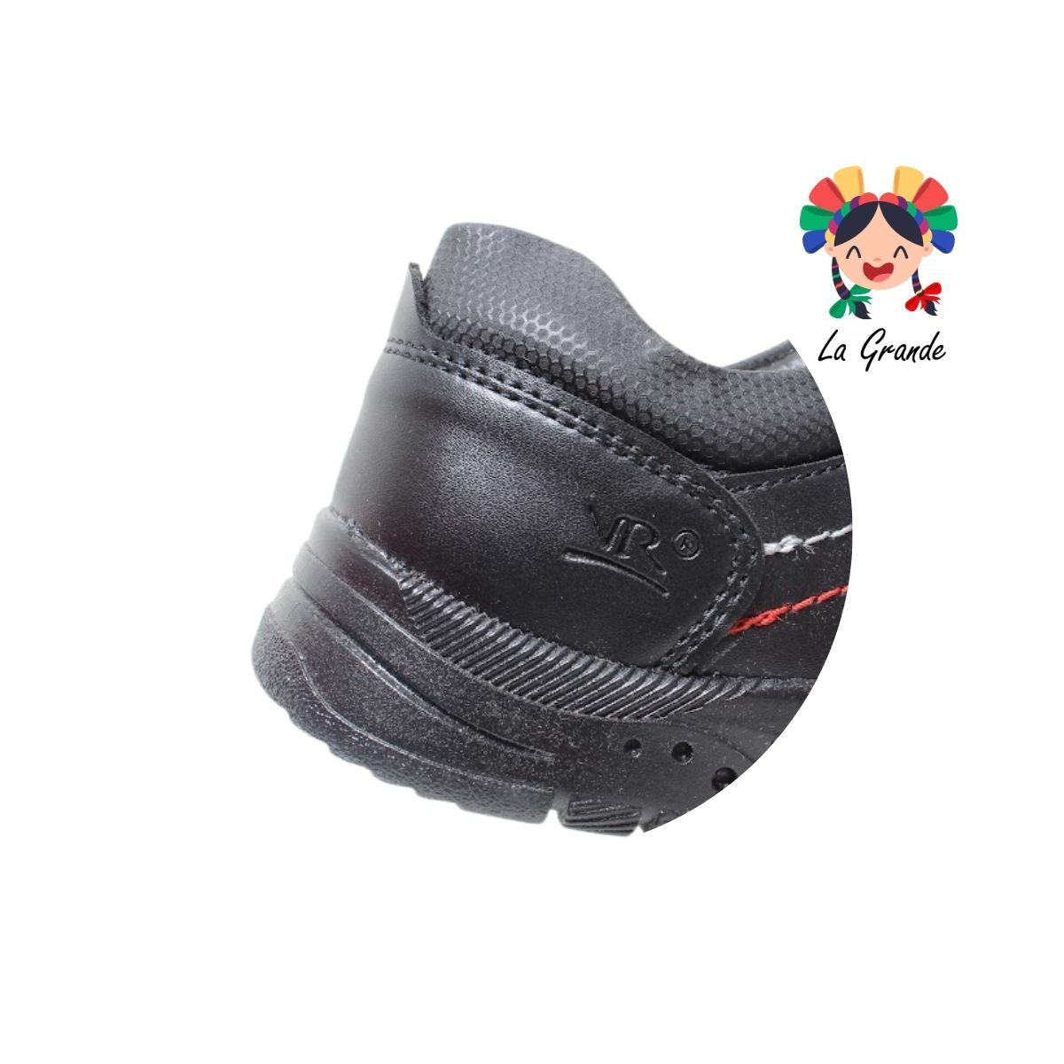 905 VELRA Negro Rojo Sint Zapato Escolar para Niño y Joven