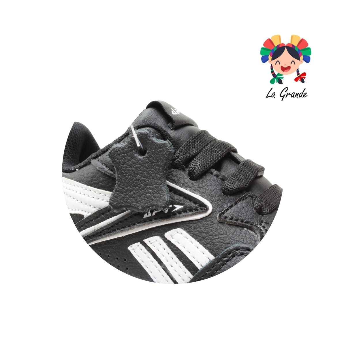 906 APT Negro Blanco Piel Tenis Casual para Niña y Niño