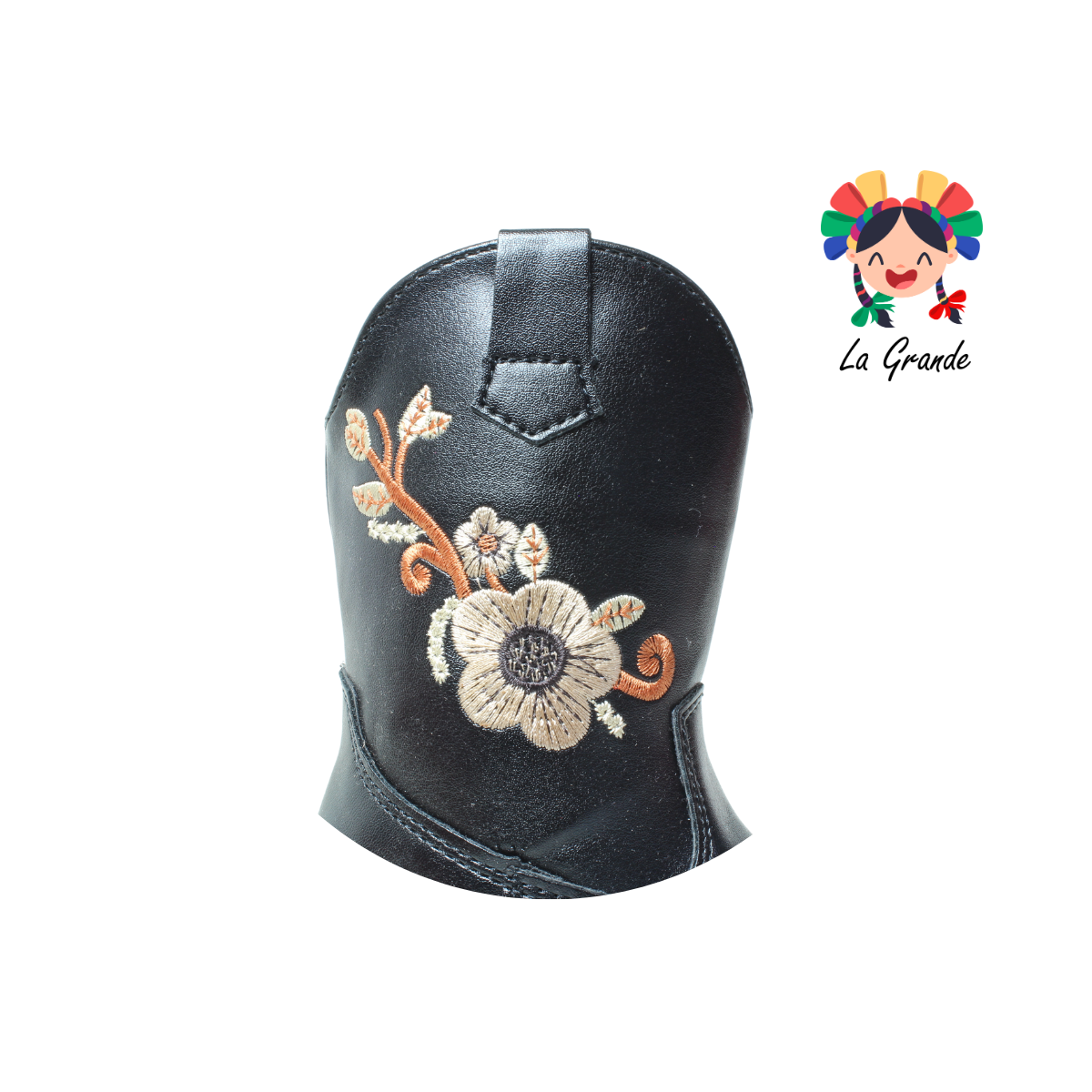 9071 LADY FLORES Negro Bordado Bota Vaquera para Niña