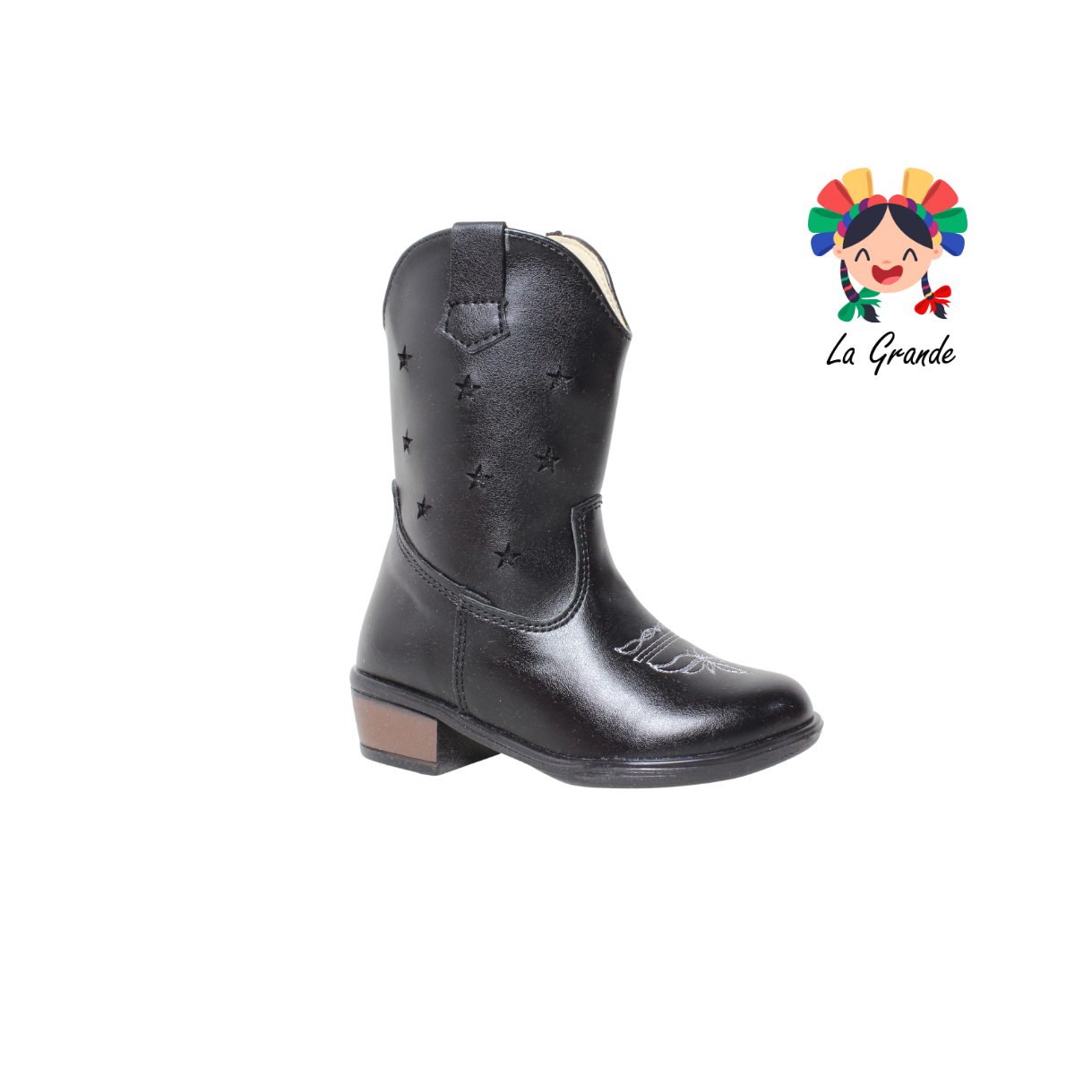 9074 LADY FLORES Negro Sint Bota Vaquera para Niña