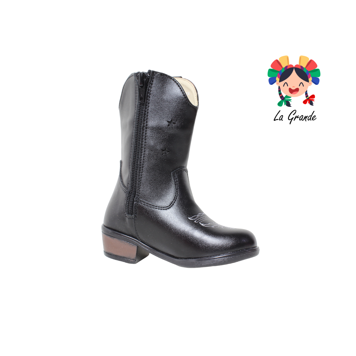 9074 LADY FLORES Negro Sint Bota Vaquera para Niña