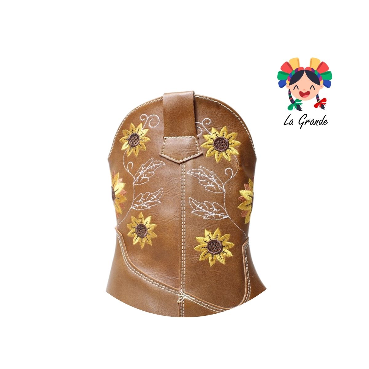 9075 LADY FLORES Miel Bordado Bota Vaquera para Niña y Dama