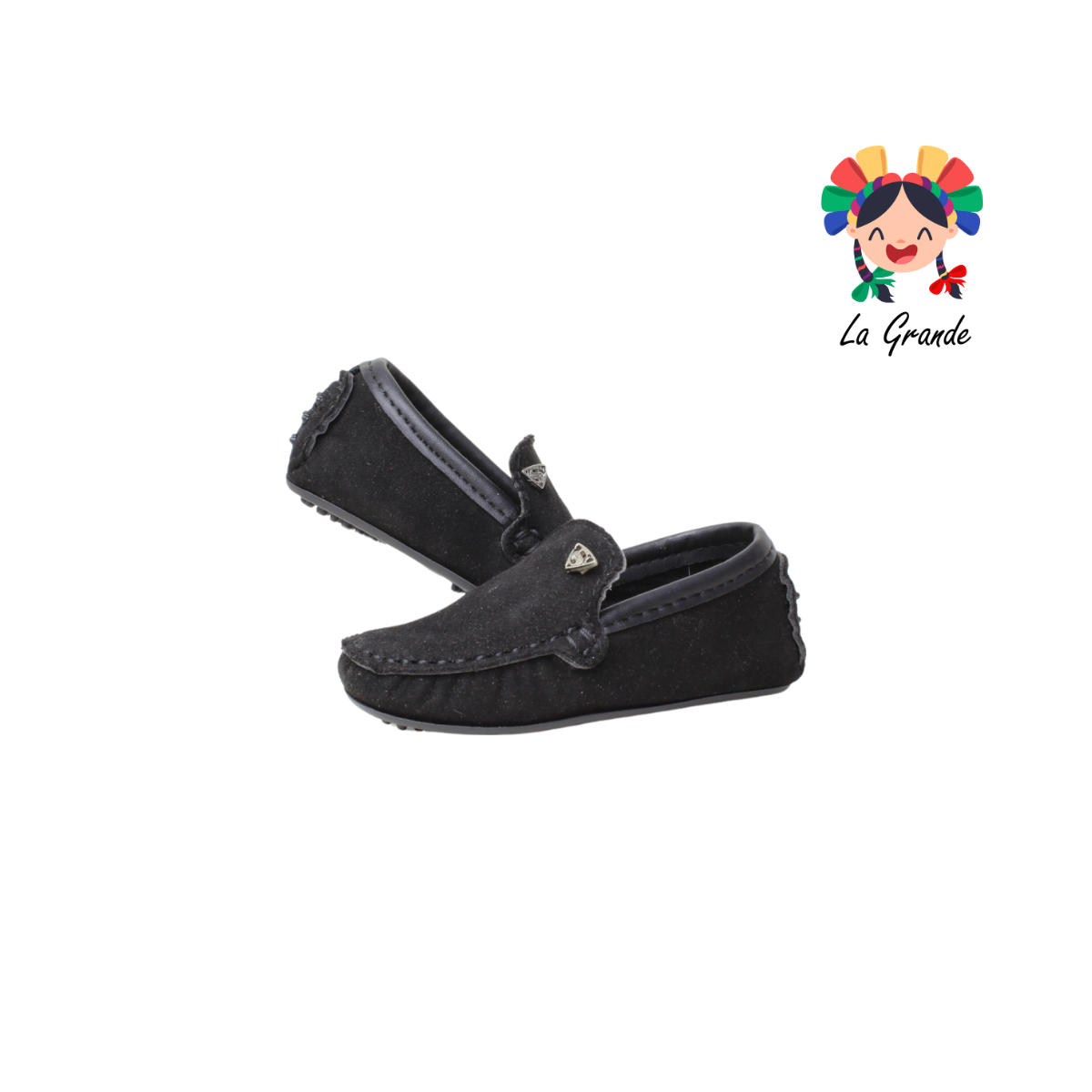 910 CUSTOM Negro Gamuza Zapato tipo Mocasín para Bebé