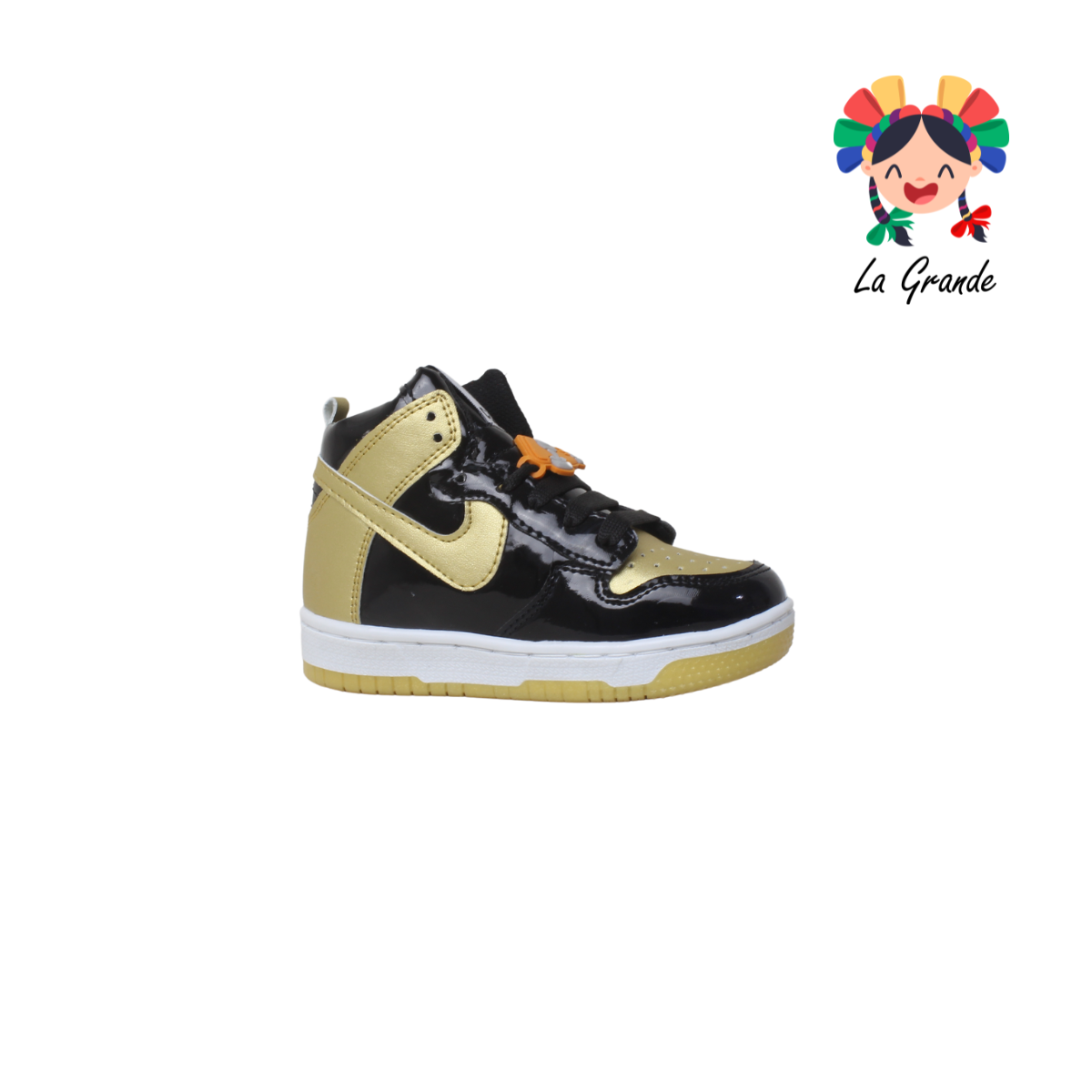 912 CUPRA Negro Oro Charol Tenis Casual para Niño y Caballero