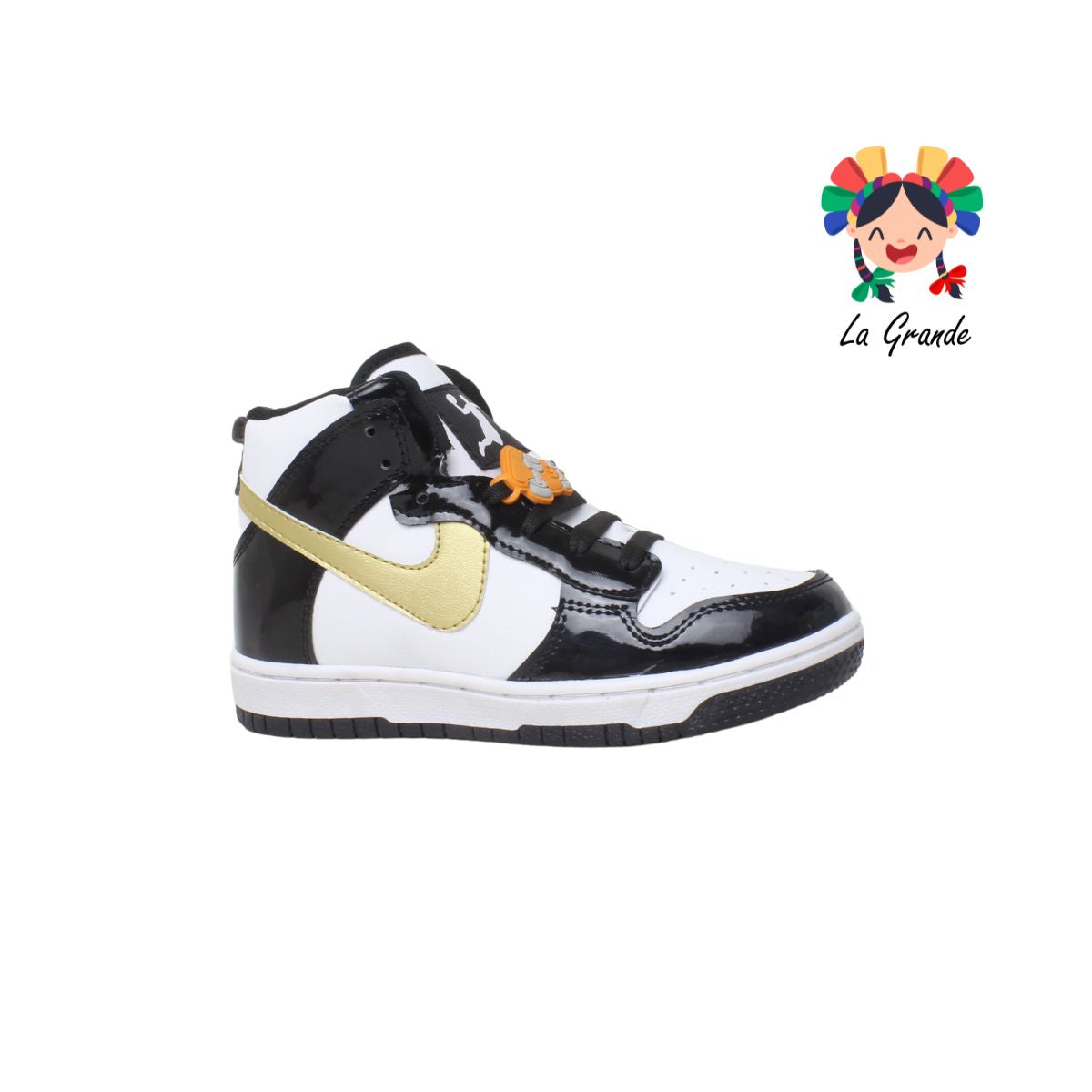 912 CUPRA Ngo Bco Oro Charol Tenis Casual para Niño, Joven y Caballero