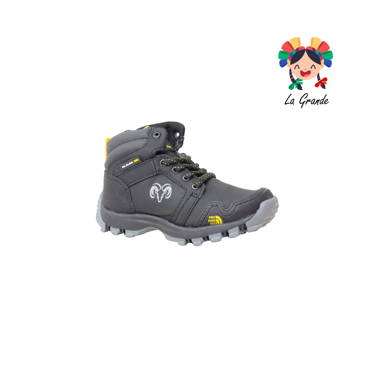 9253 JC RAM Negro Amarillo Bota de Montaña para Niño