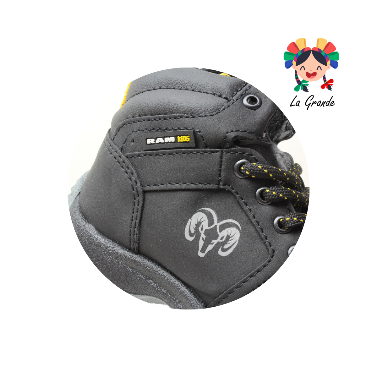 9253 JC RAM Negro Amarillo Bota de Montaña para Niño