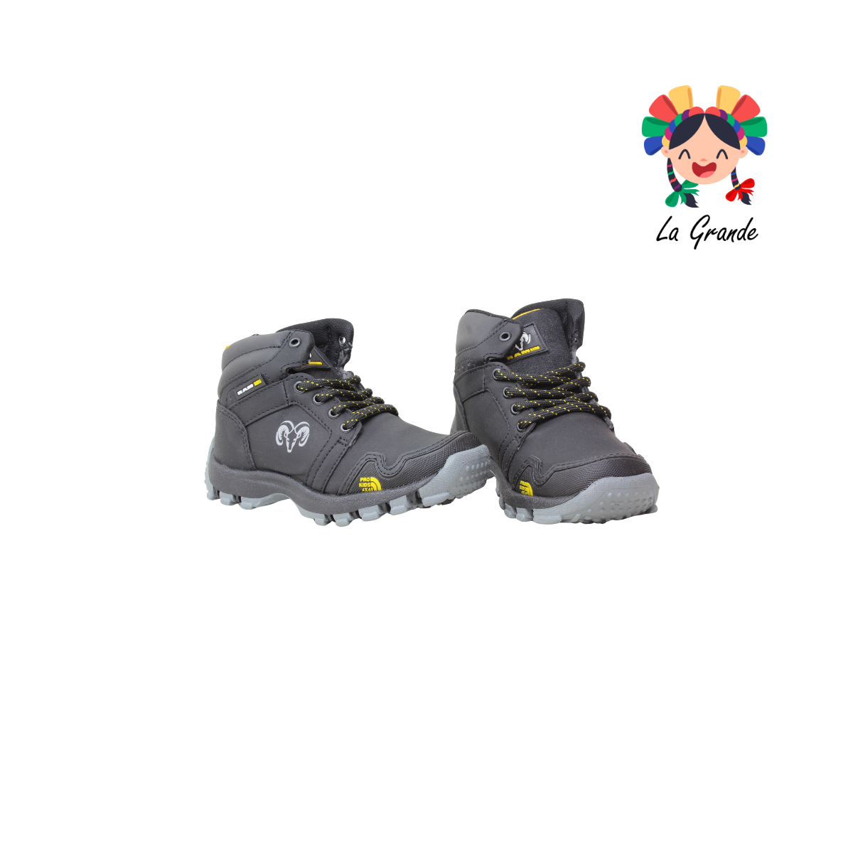 9253 JC RAM Negro Amarillo Bota de Montaña para Niño