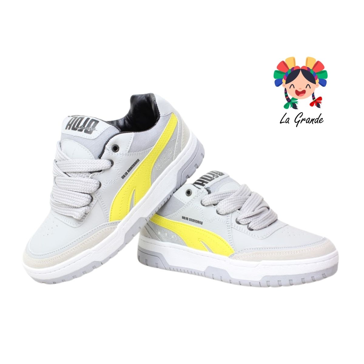927 ROJO ARANDANO Gris Amarillo Tenis Casual para Dama y Joven
