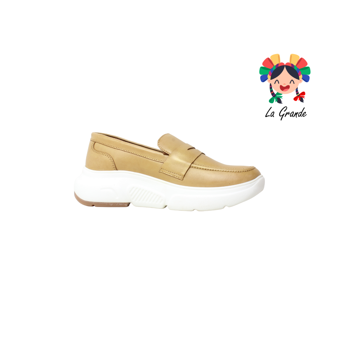 NU001 DOGI Camel Spray Oro Piel Zapato Casual para Dama