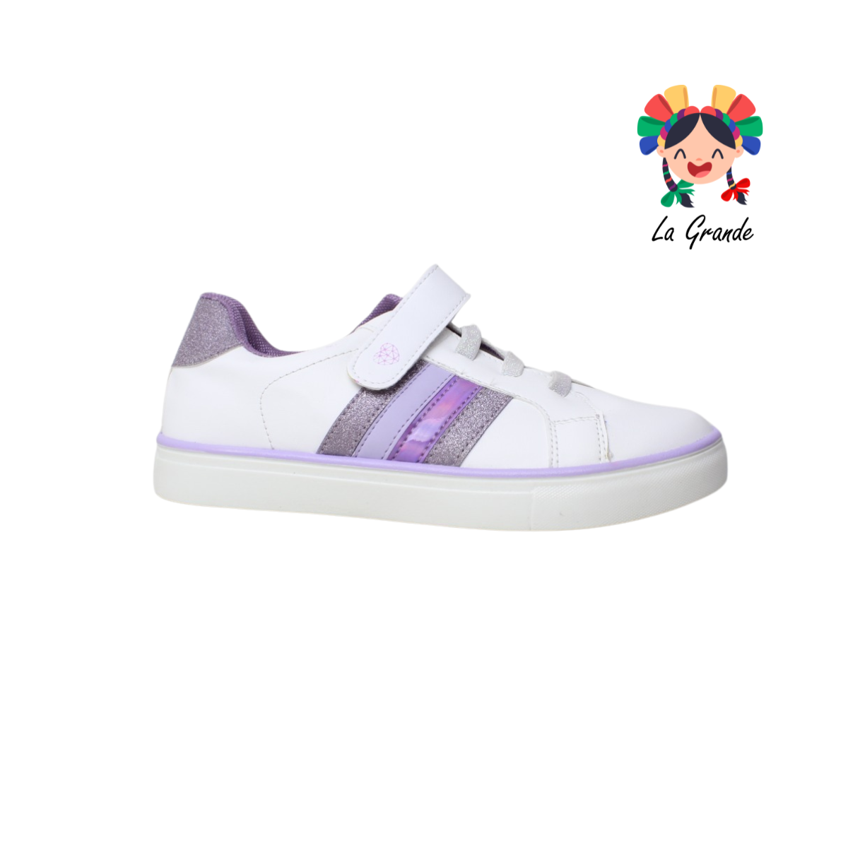 930008 TROPICANA Blanco Lila Sint Tenis con Velcro para Niña y Dama