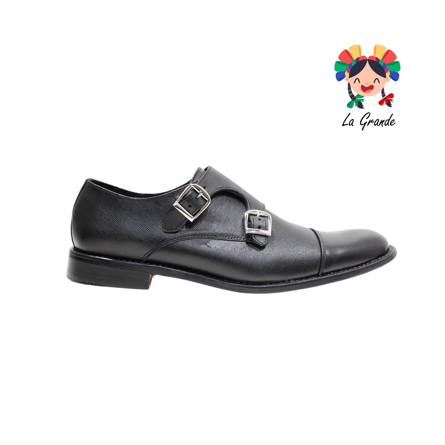 930 GIOVANNI Negro Piel Zapato de Vestir con Suela de Cuero para Caballero