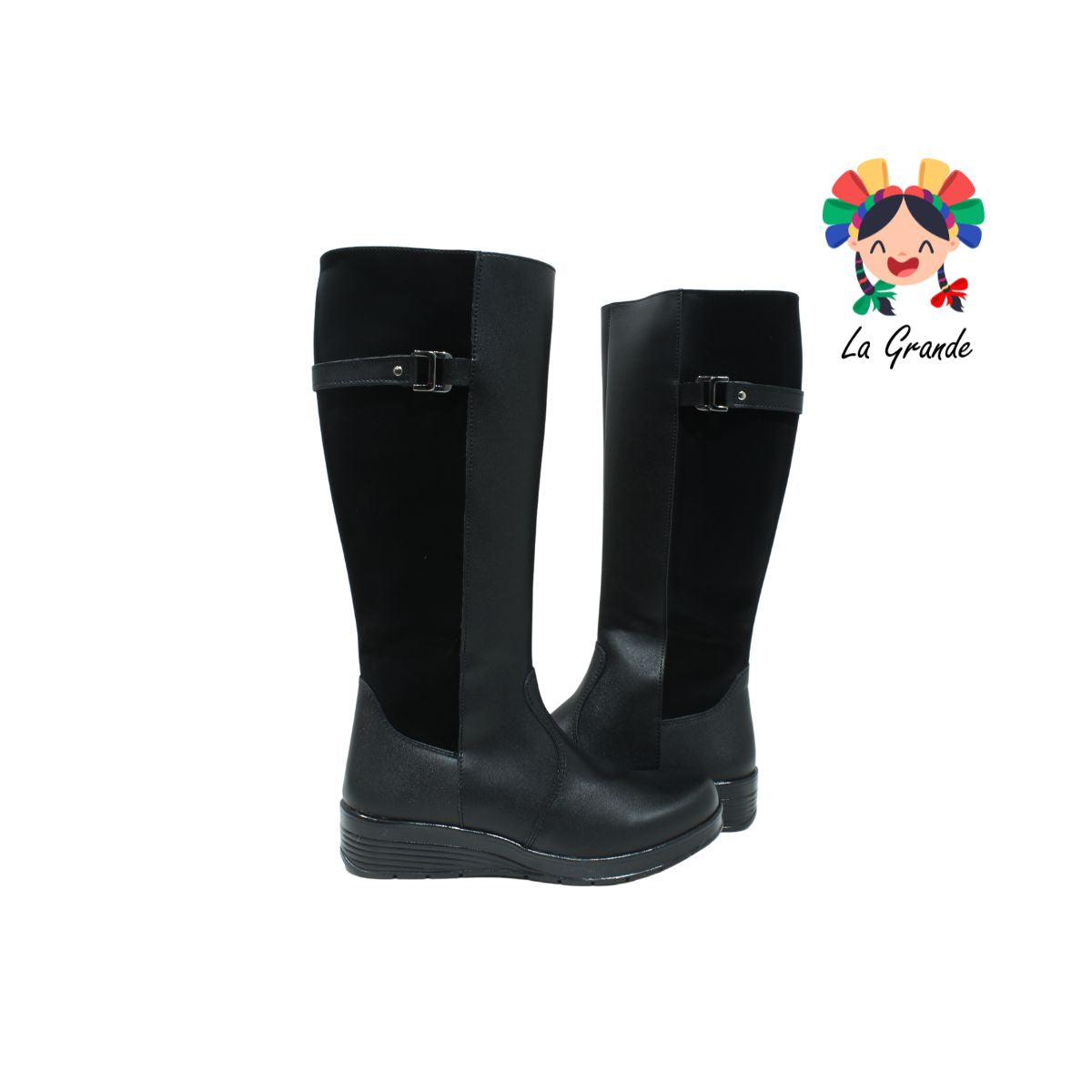 93230 GREEN LOVE Negro Piel Bota Larga para Dama