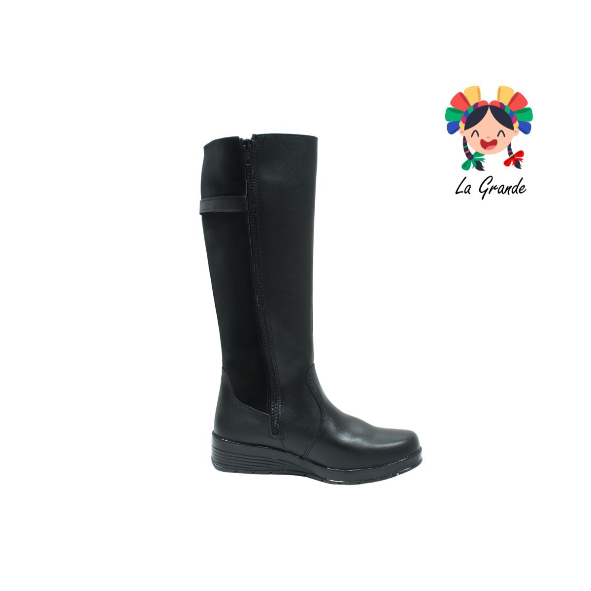 93230 GREEN LOVE Negro Piel Bota Larga para Dama
