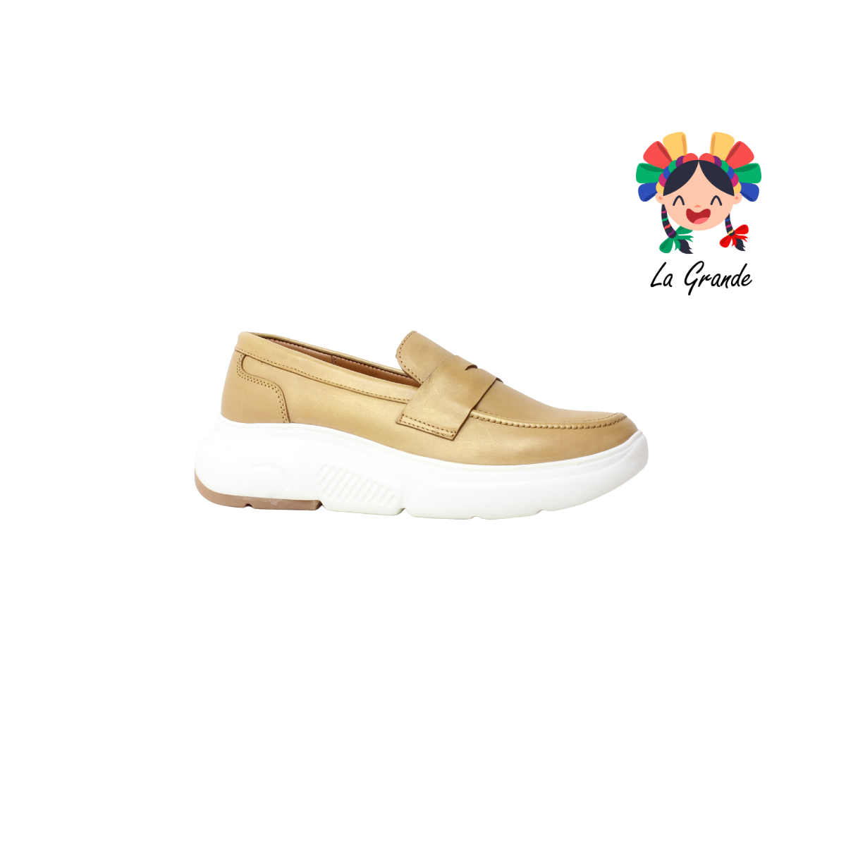 NU001 DOGI Camel Spray Oro Piel Zapato Casual para Dama