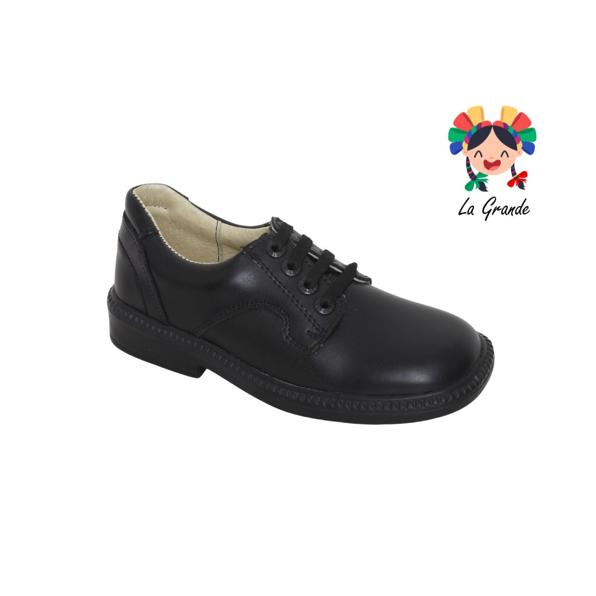 9408 DOGI Negro Zapato Escolar de Agujetas para Niño