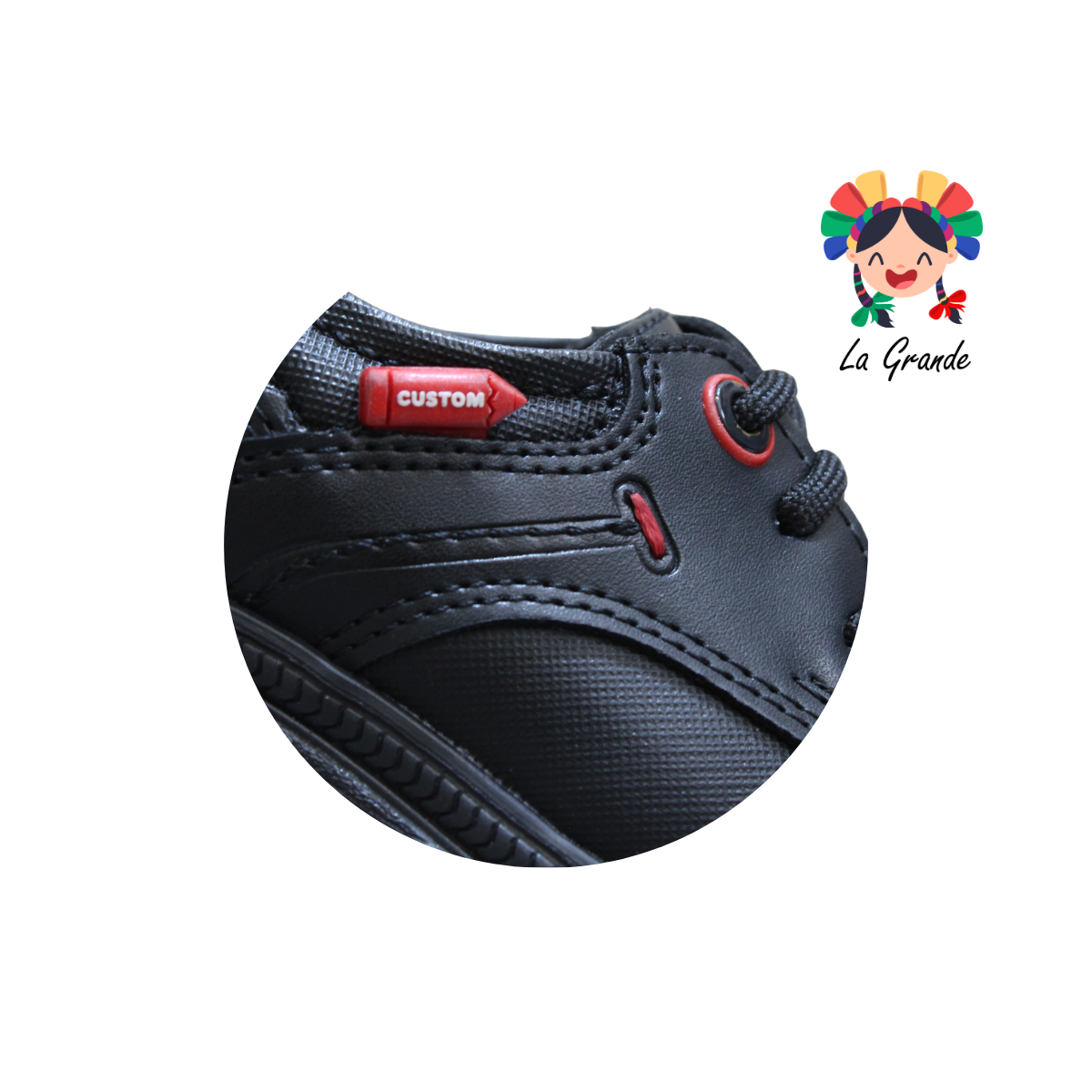 2259 CUSTOM Negro Rojo Napa Zapato Casual para Niño
