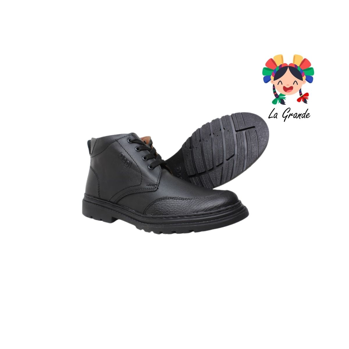 9702 DOGI Negro Piel Zapato Escolar para Joven