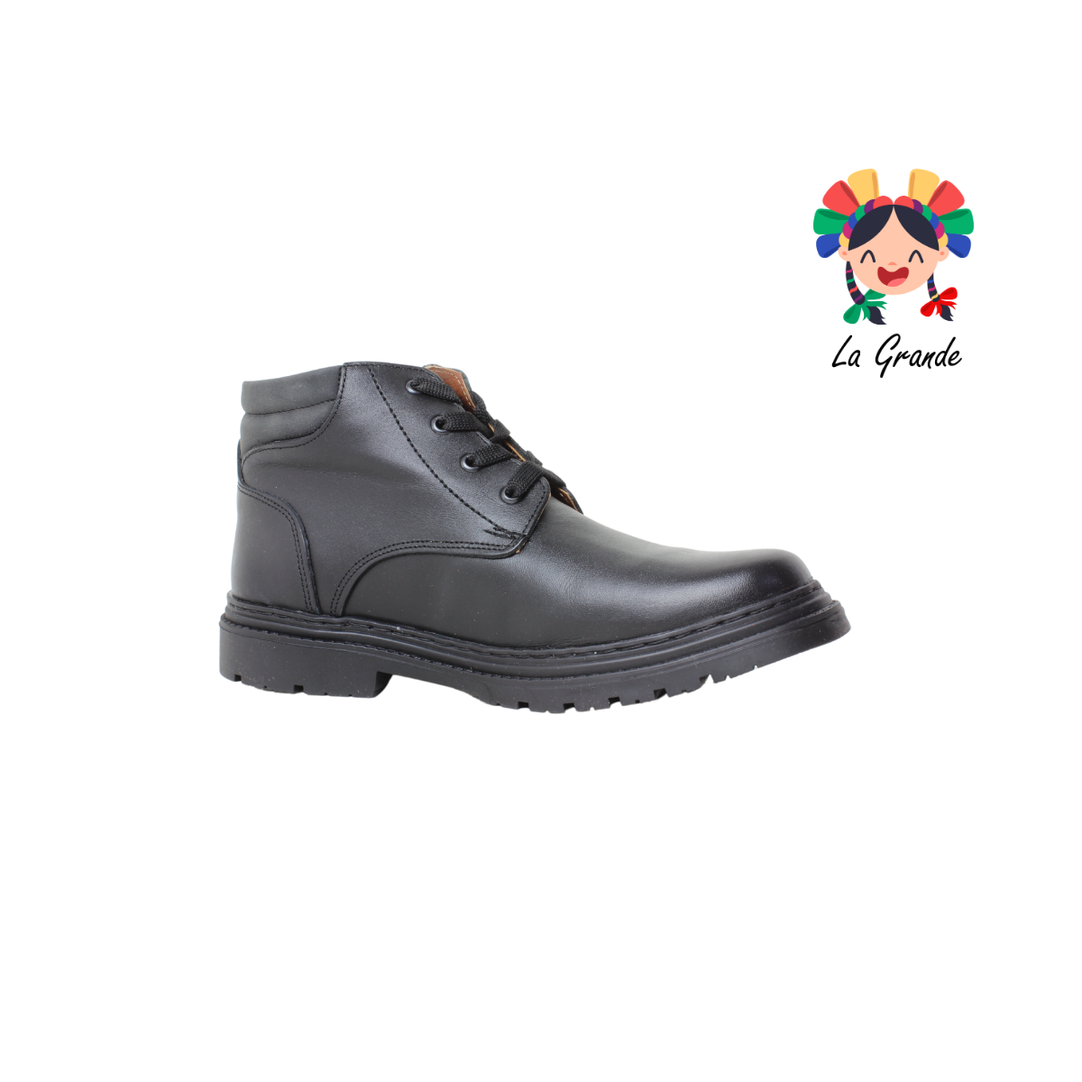 9708 DOGI Negro Piel Zapato Escolar para Niño y Joven