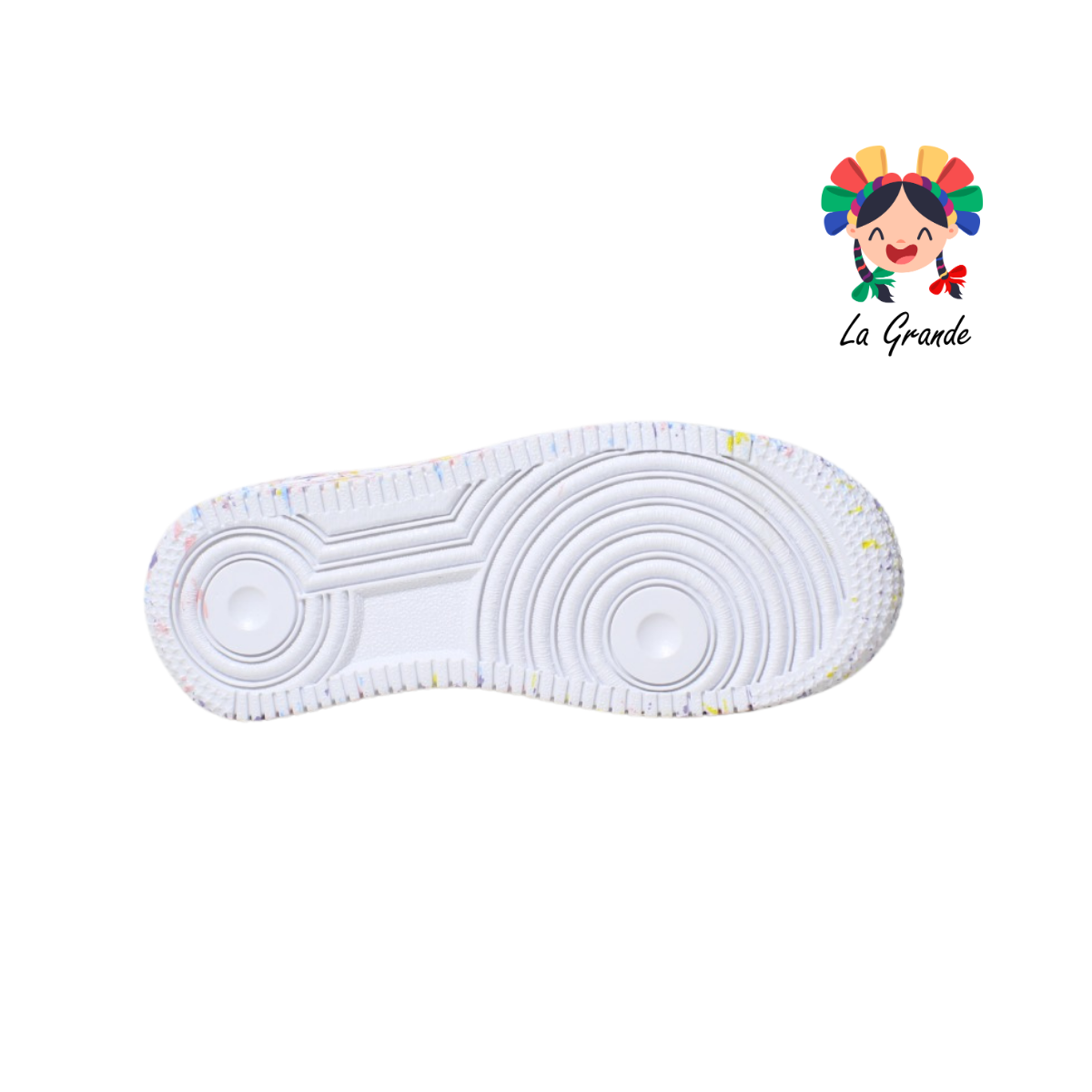 002 LERMI Blanco Rosa Jaspeado Sint Tenis Casual de Agujeta para Niña