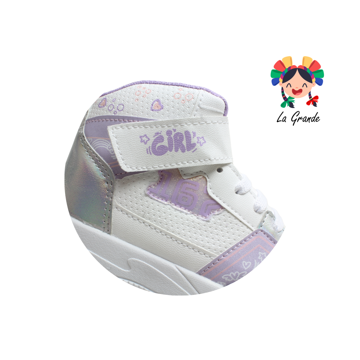 167 LUX-10 Blanco Lila Tenis Casual para Niña