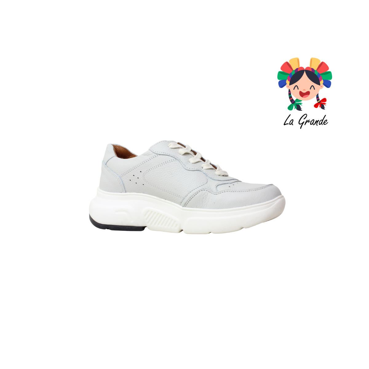 NU002 DOGI Blanco Gris Piel Tenis Casual para Dama y Joven