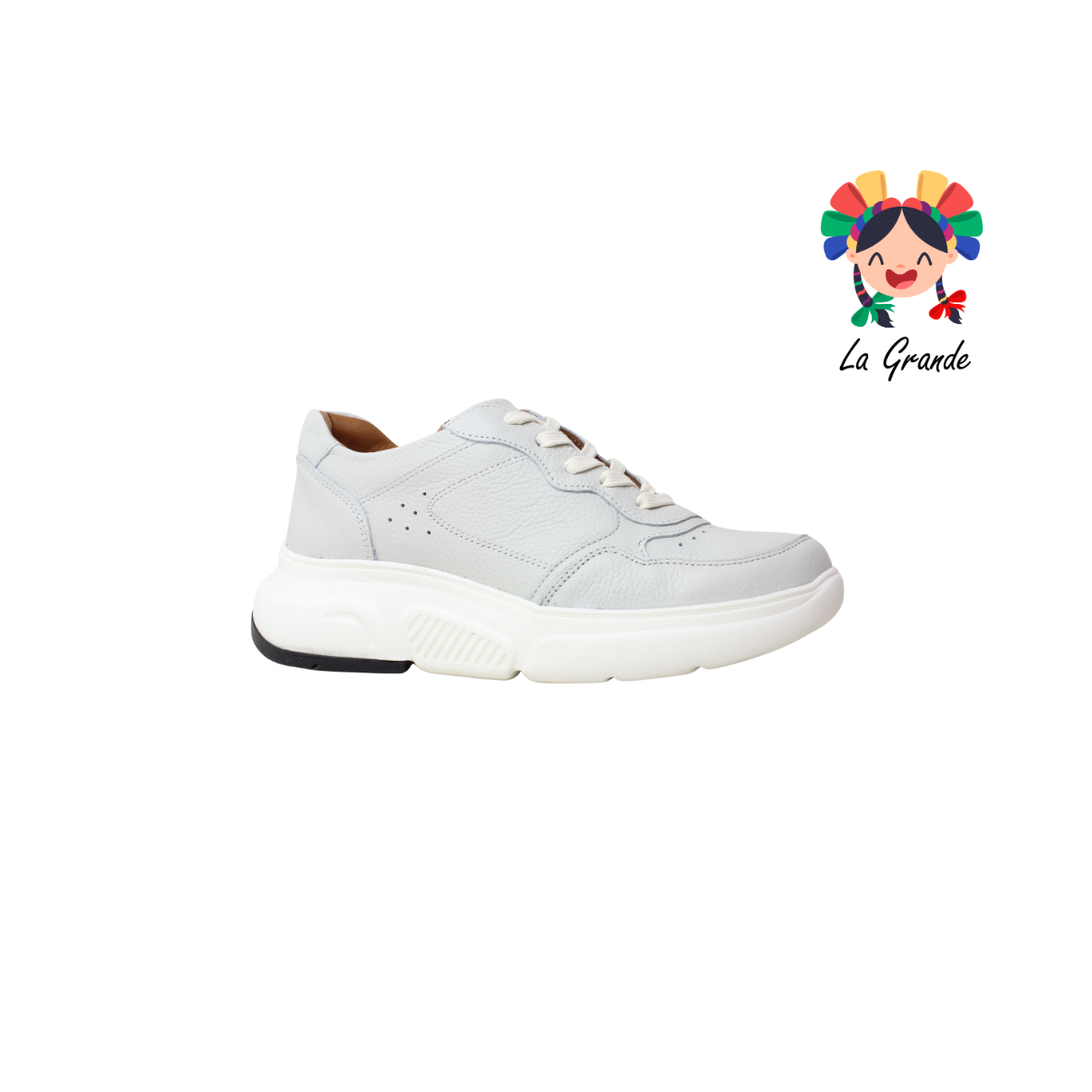 NU002 DOGI Blanco Gris Piel Tenis Casual para Dama y Joven