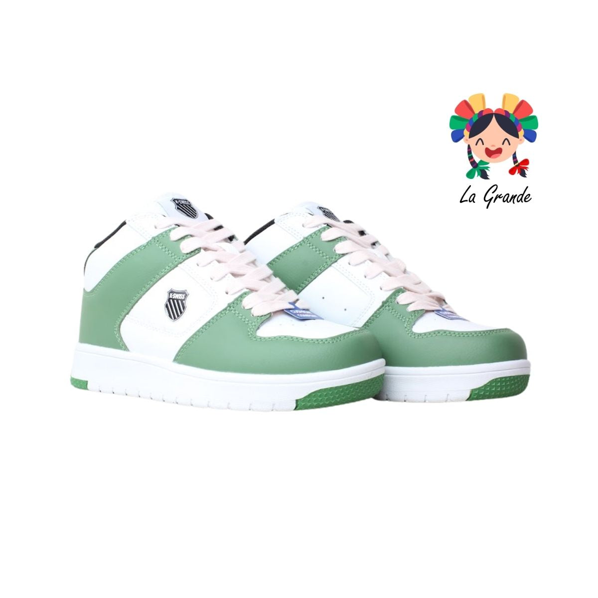 9F731178 K-SWISS Verde Blanco Butter Tenis Casual para Dama y Joven