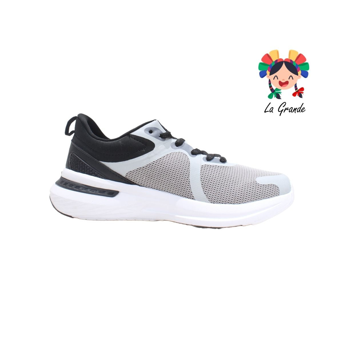 A1779J COURT Gris Negro Tenis Deportivo para Joven, Dama y Caballero