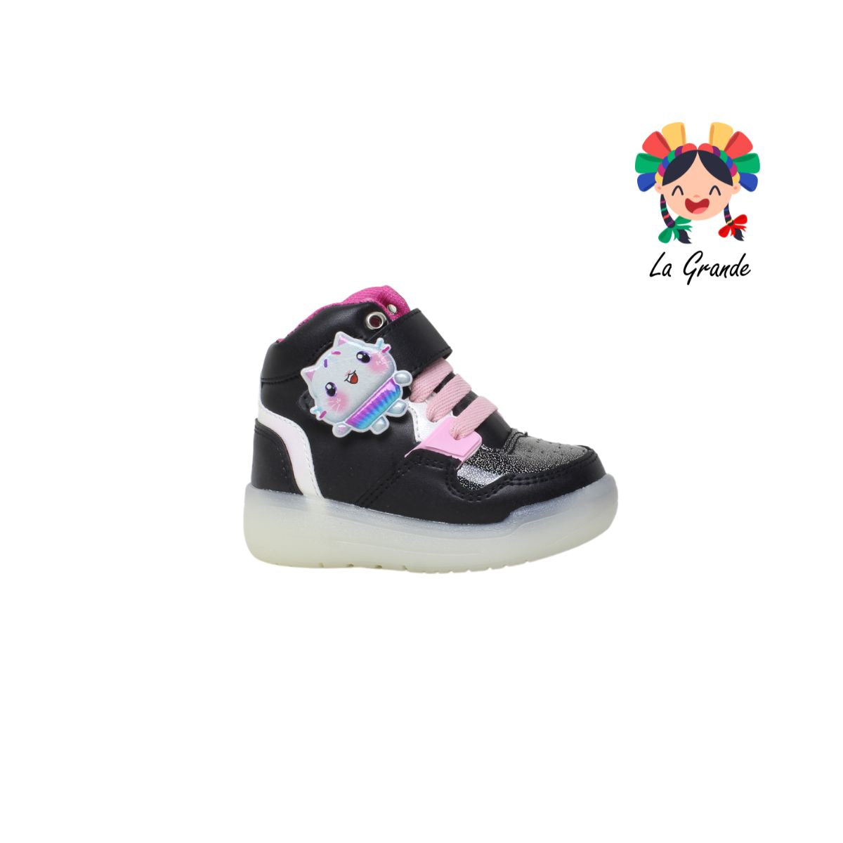 ALEXA DISOFY Negro Brillo Blanco Sint Tenis Casual para Bebé