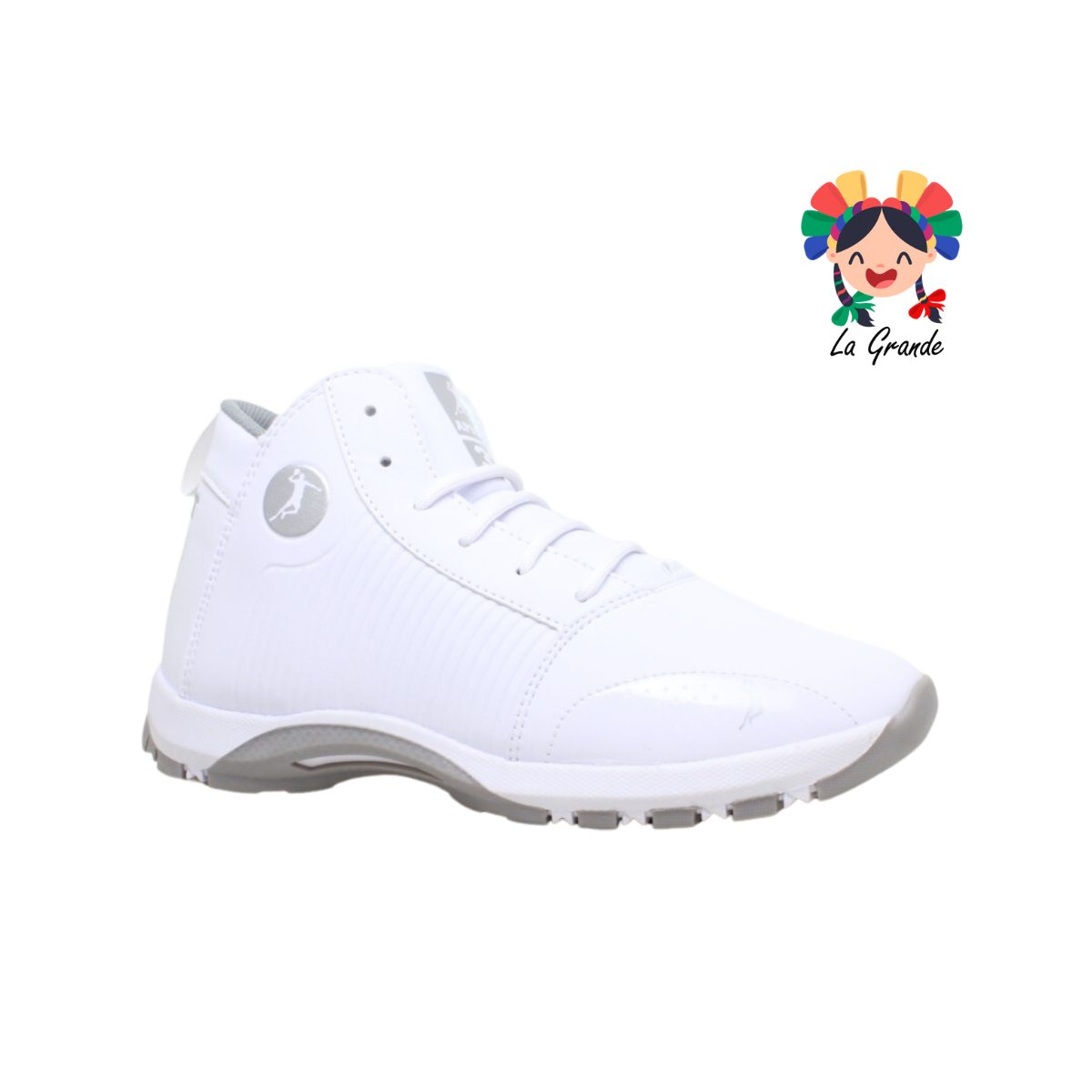 AP-23 APOORT Blanco Gris Piel Tenis Escolar para Niña, Niño, Dama, Joven y Caballero