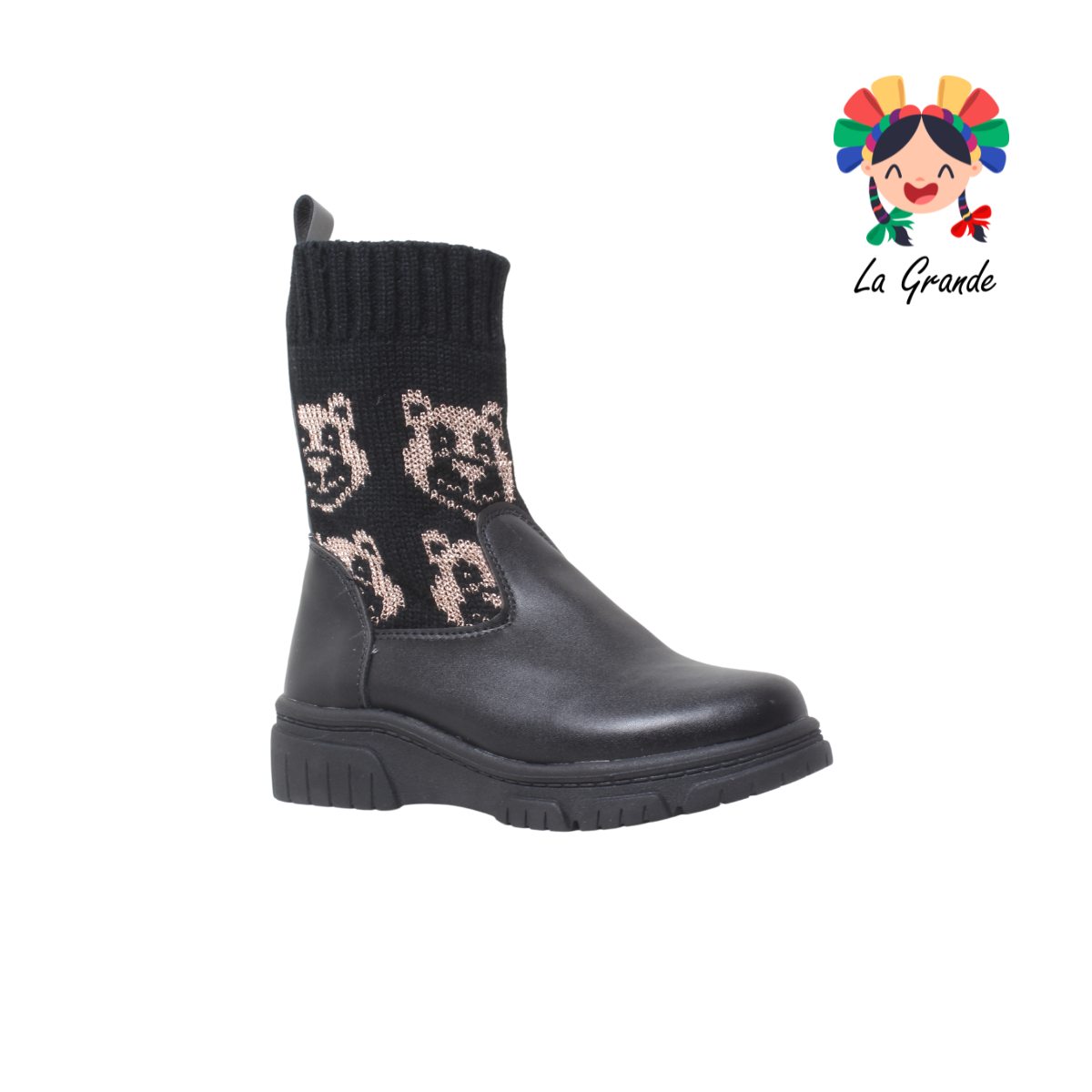 B-109 WENDY Negro Textil Bota Casual para Niña