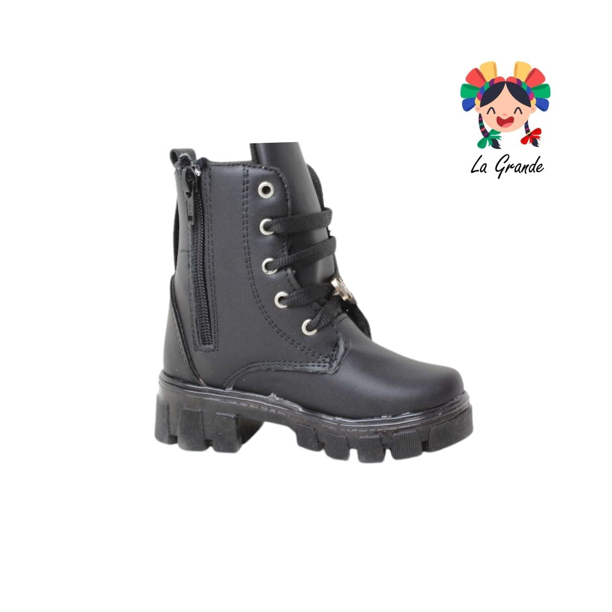 B004 DANIELS Negro Cabra Bota con Luz Led para Niña
