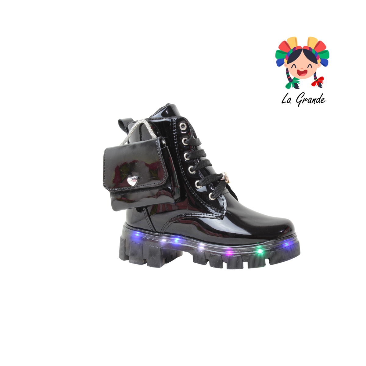 B004 DANIELS Negro Charol Bota para Niña