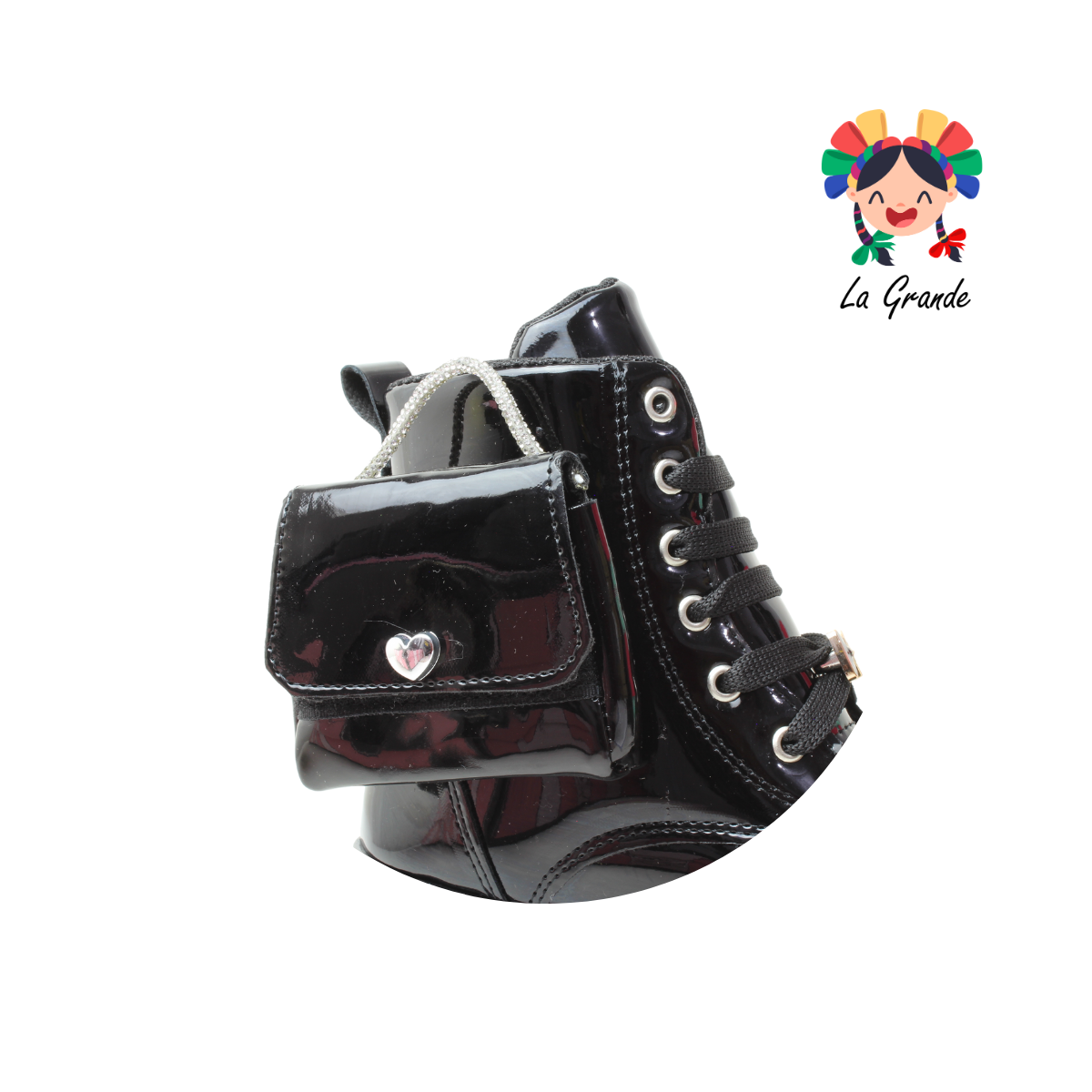 B004 DANIELS Negro Charol Bota para Niña