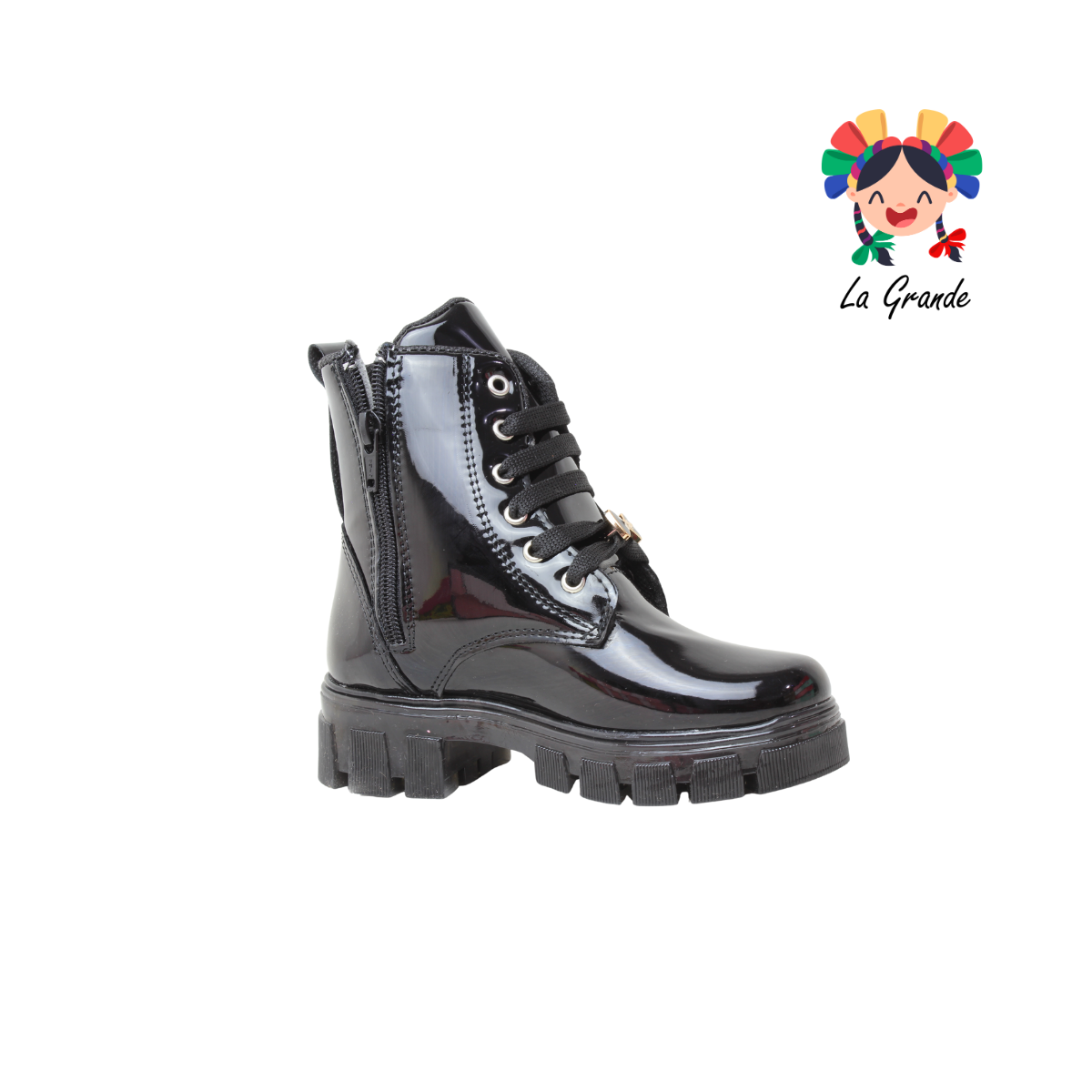 B004 DANIELS Negro Charol Bota para Niña