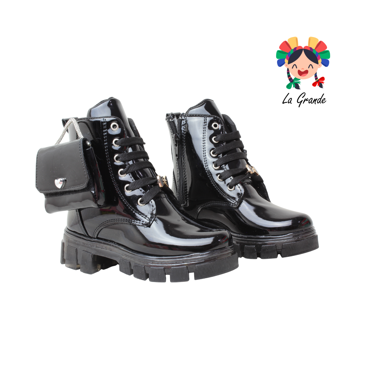 B004 DANIELS Negro Charol Bota para Niña