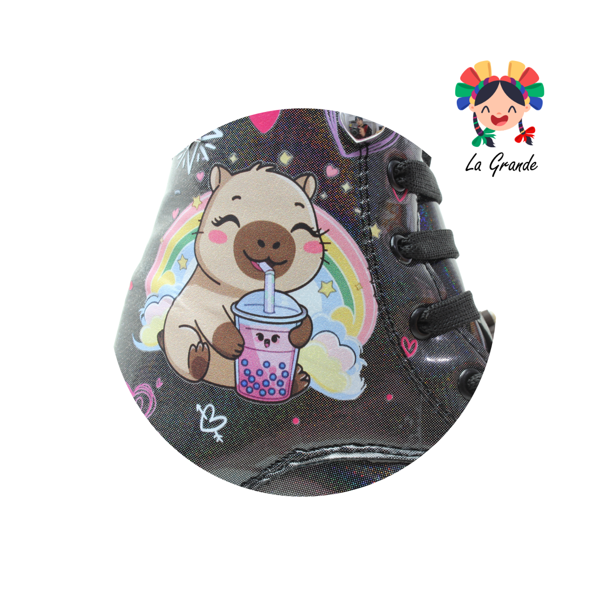 B08 CAPI DANIELS Negro Luminos Bota Casual con Luces para Niña