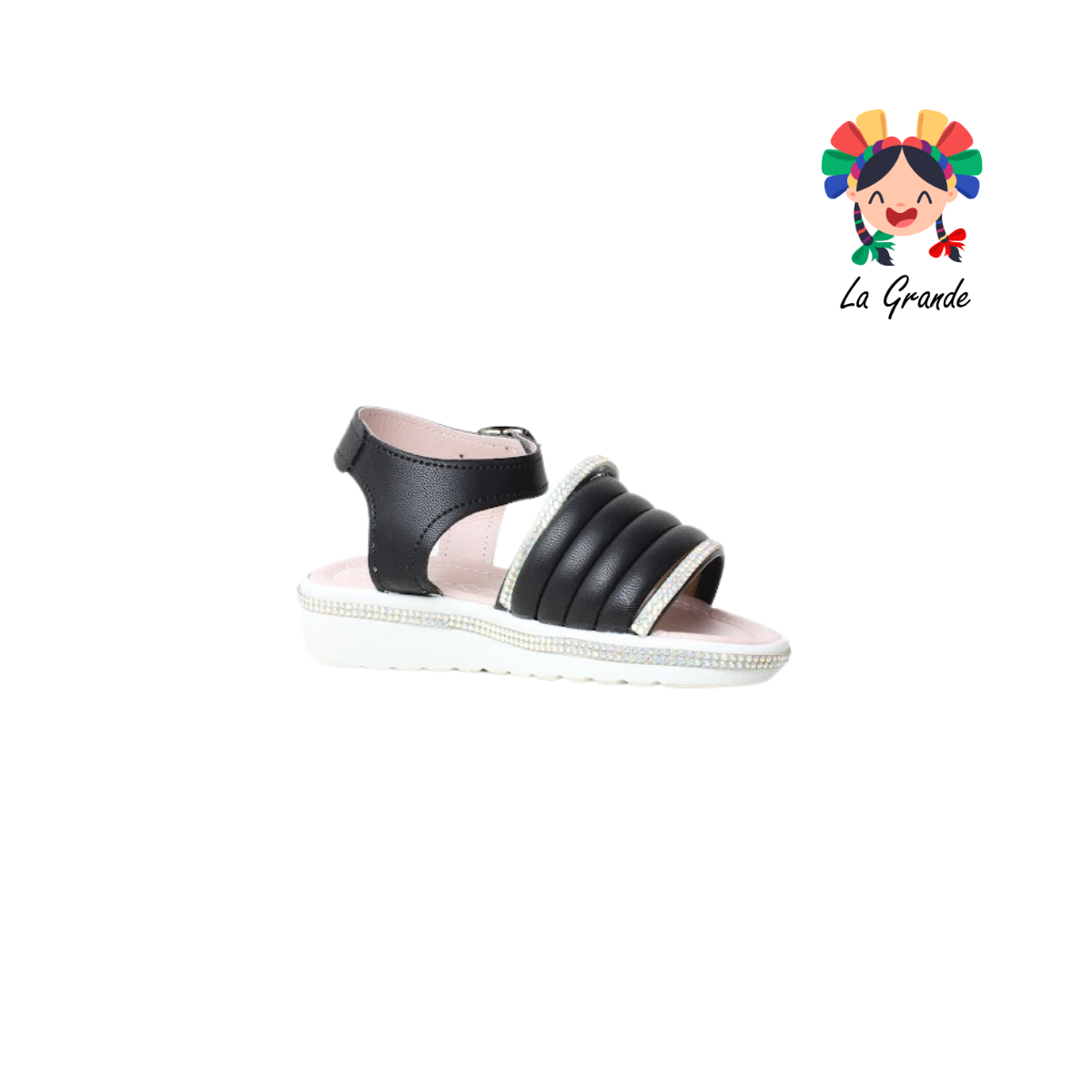 C-201 WENDY Negro Sintético Huarache para Niña