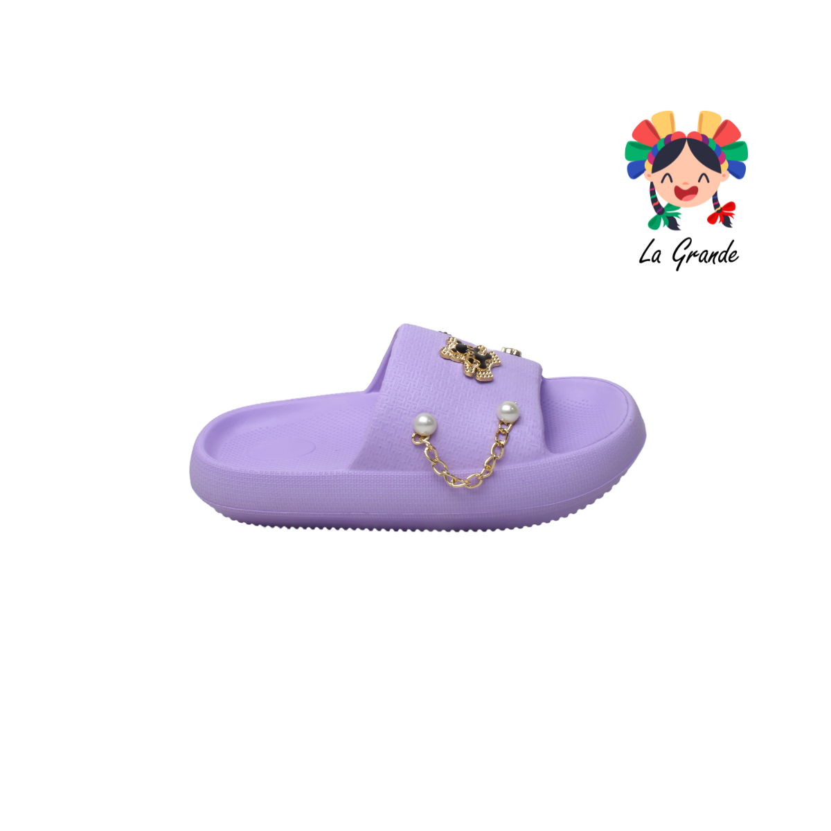 C004M TOP SANDAL Multicolor Sandalia de Baño o Playa con Adorno de Cadena para Dama