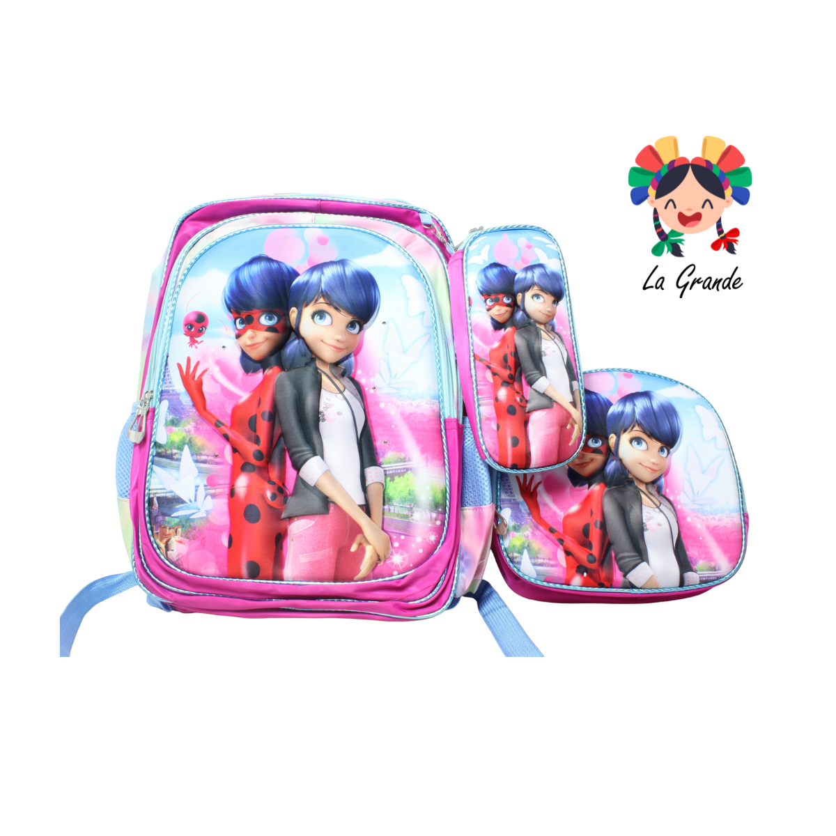 033 Lady Bu Mochila Fucsia Cielo Combo con Luces