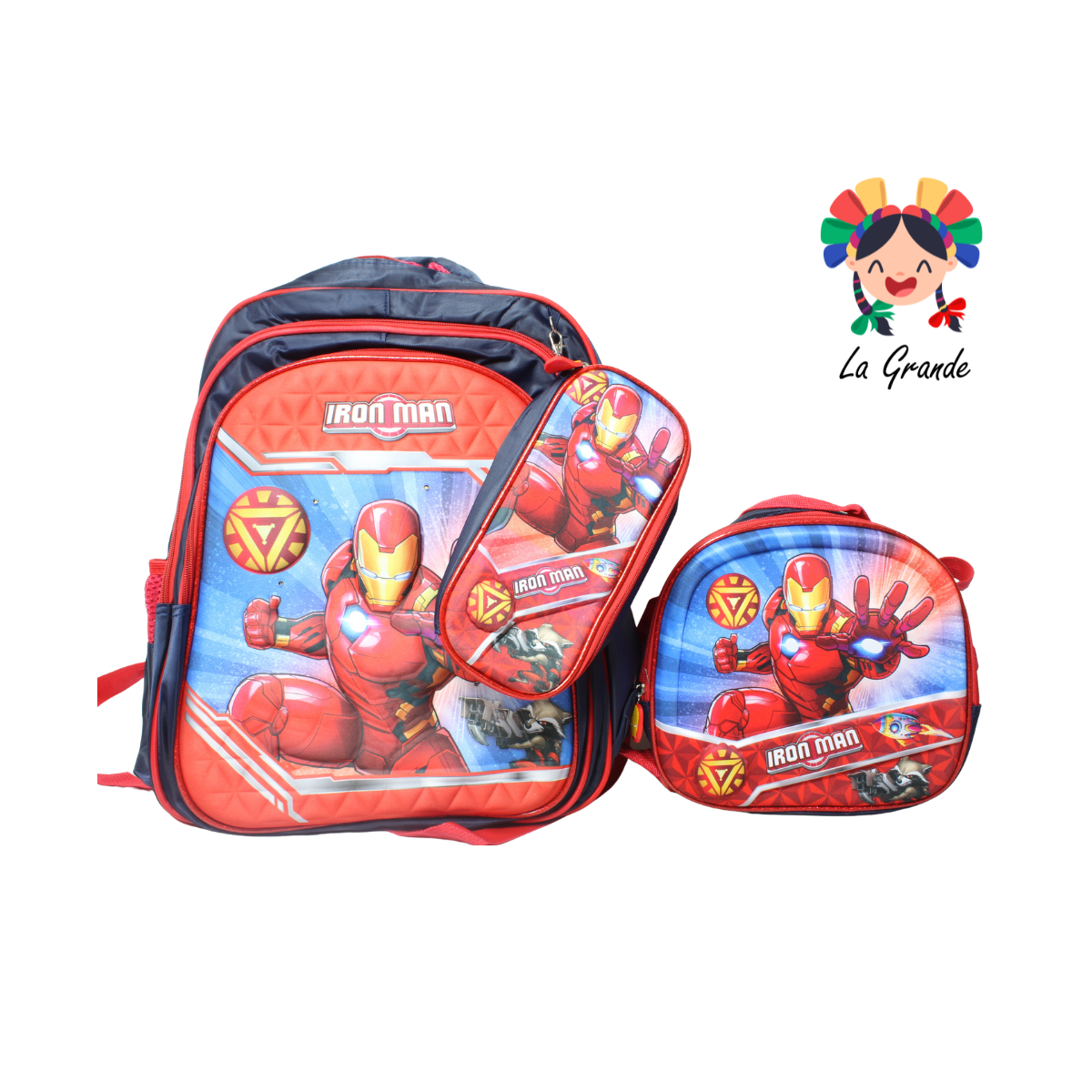 033 Iron Mochila Rojo Marino Combo con Luces