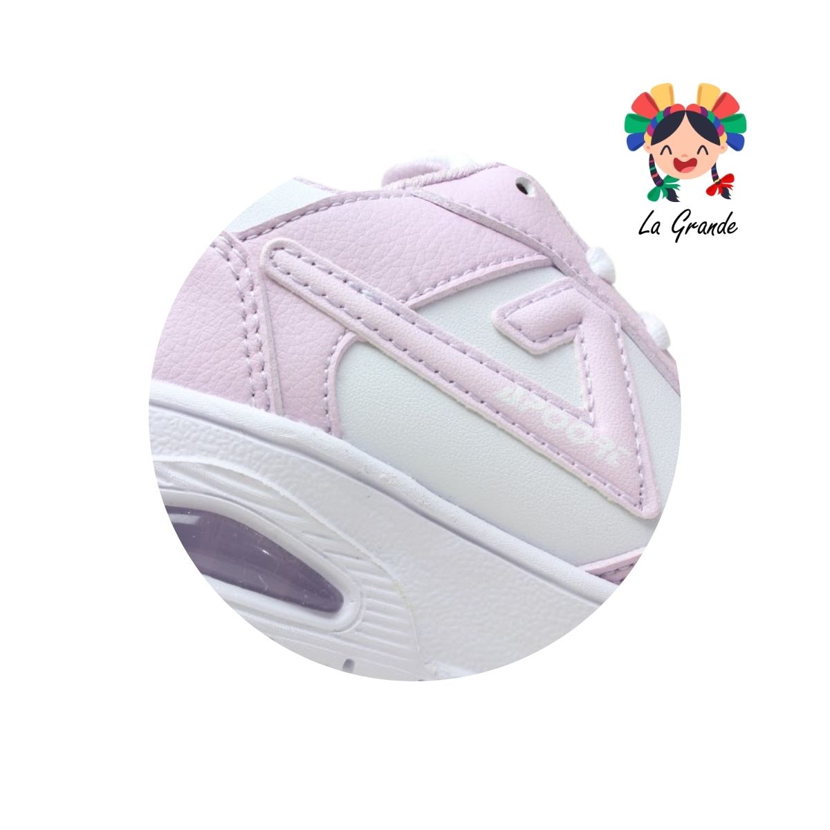 D47 APOORT Blanco Lila Piel Tenis Casual para Niña
