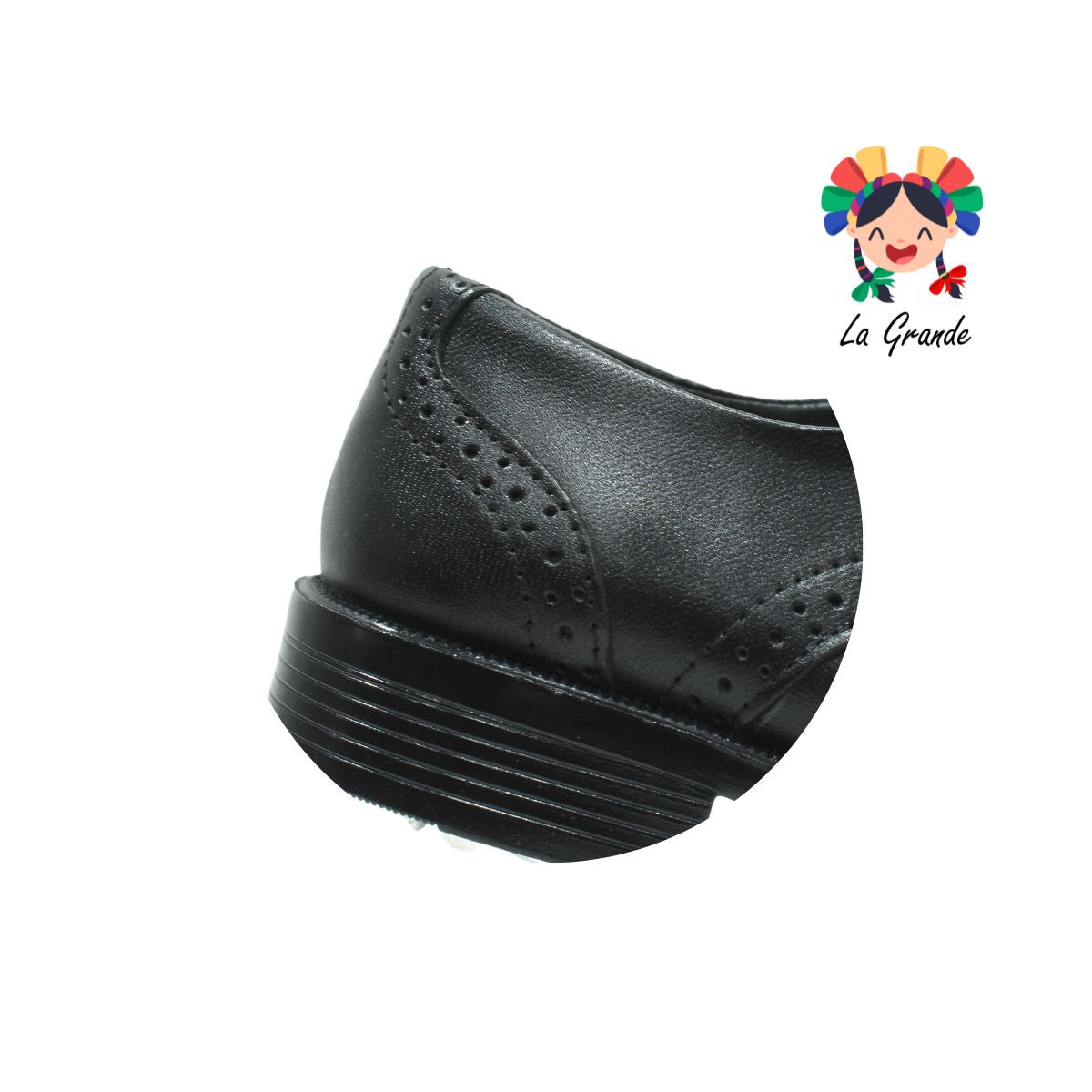 D904 VIAKENTTO Negro Nápoles Piel zapato Bostoniano para Joven y Caballero