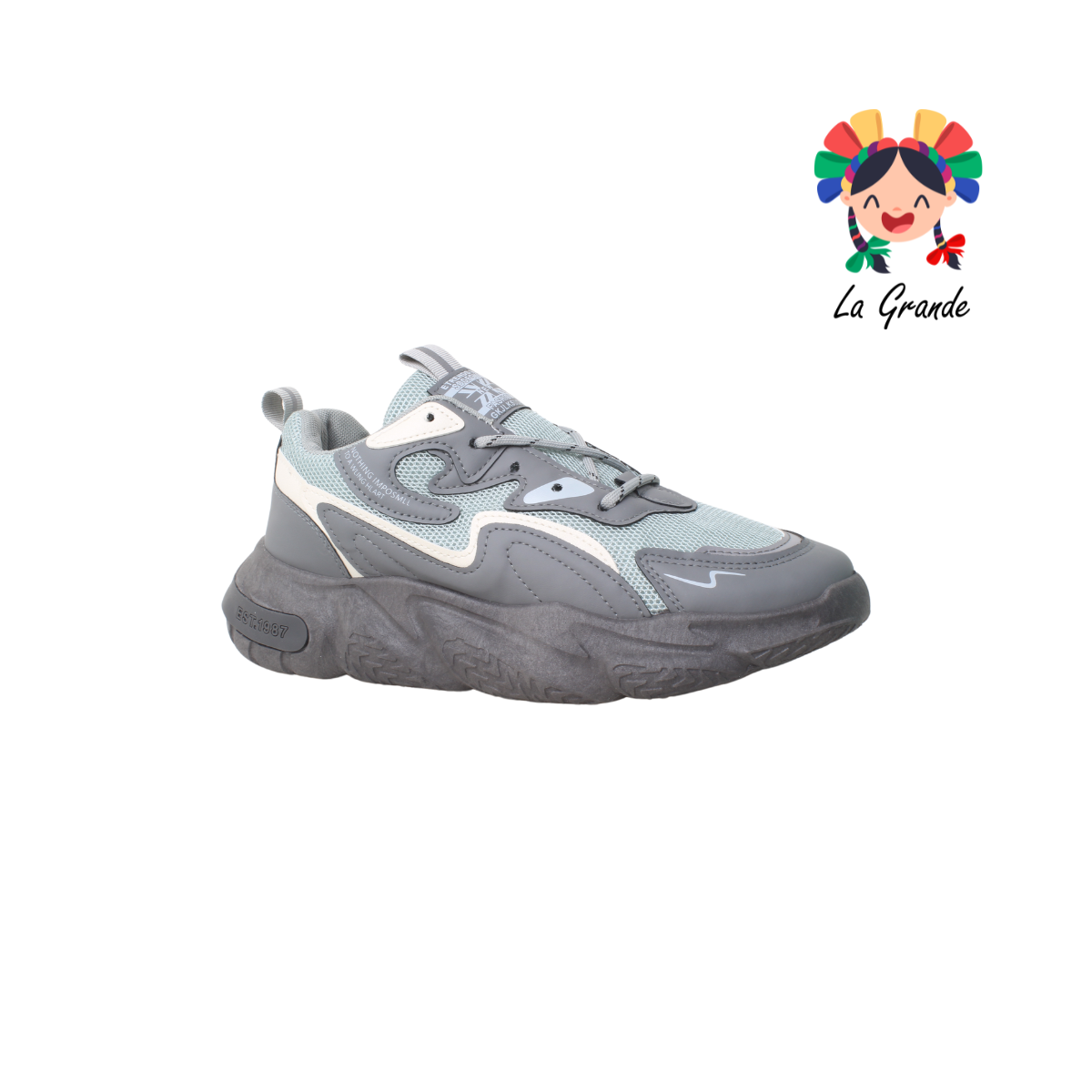ED 2401 DECARSDZ Gris Blanco Tenis Deportivo para Caballero