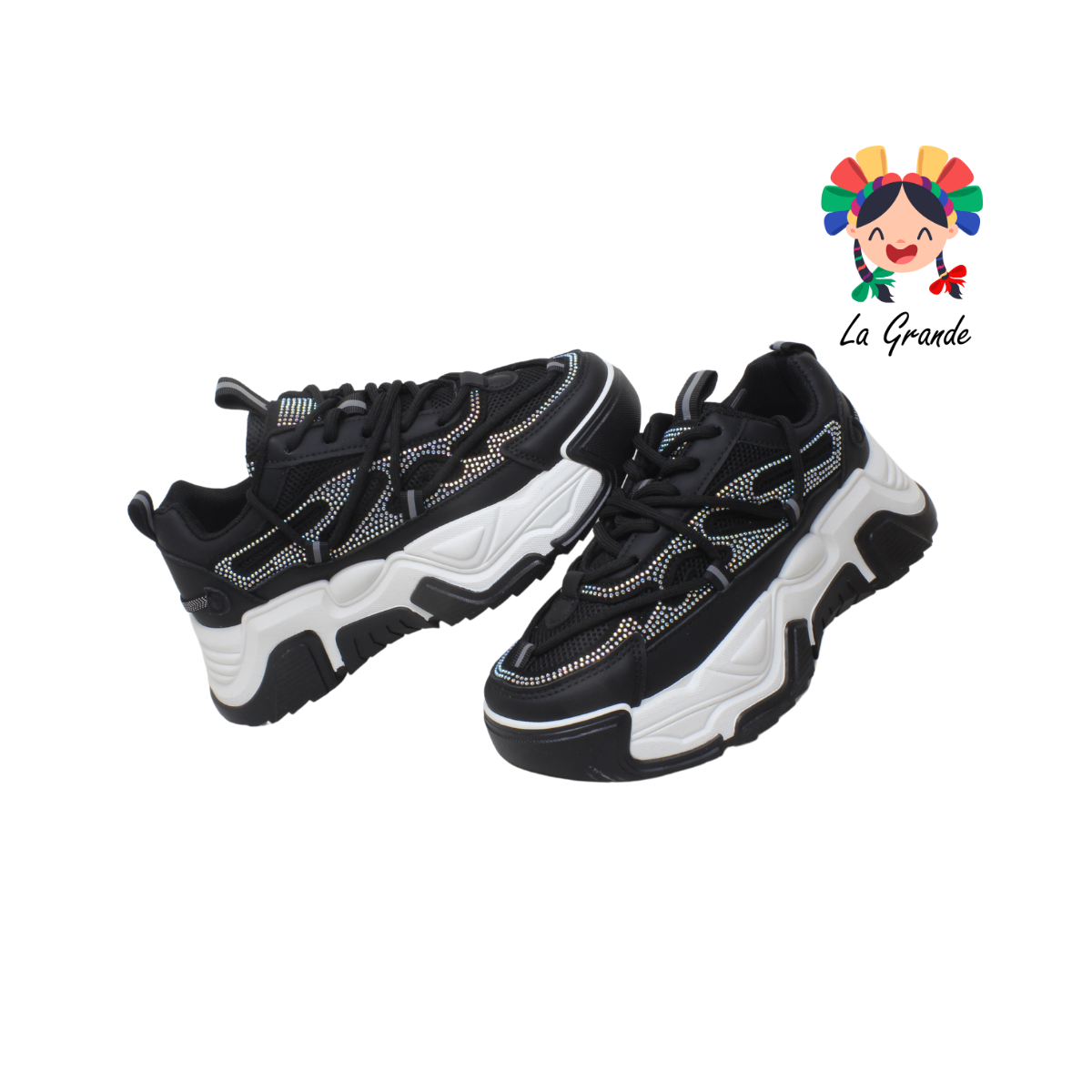 G06-1A FOSUM Negro Textil Tenis Casual para Dama