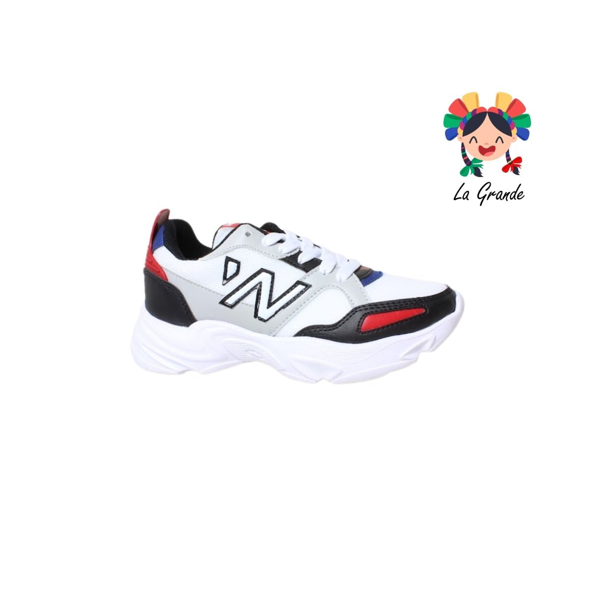 J02 NEW LINE Bco Ngo Rojo Tenis Deportivo para Dama y Joven